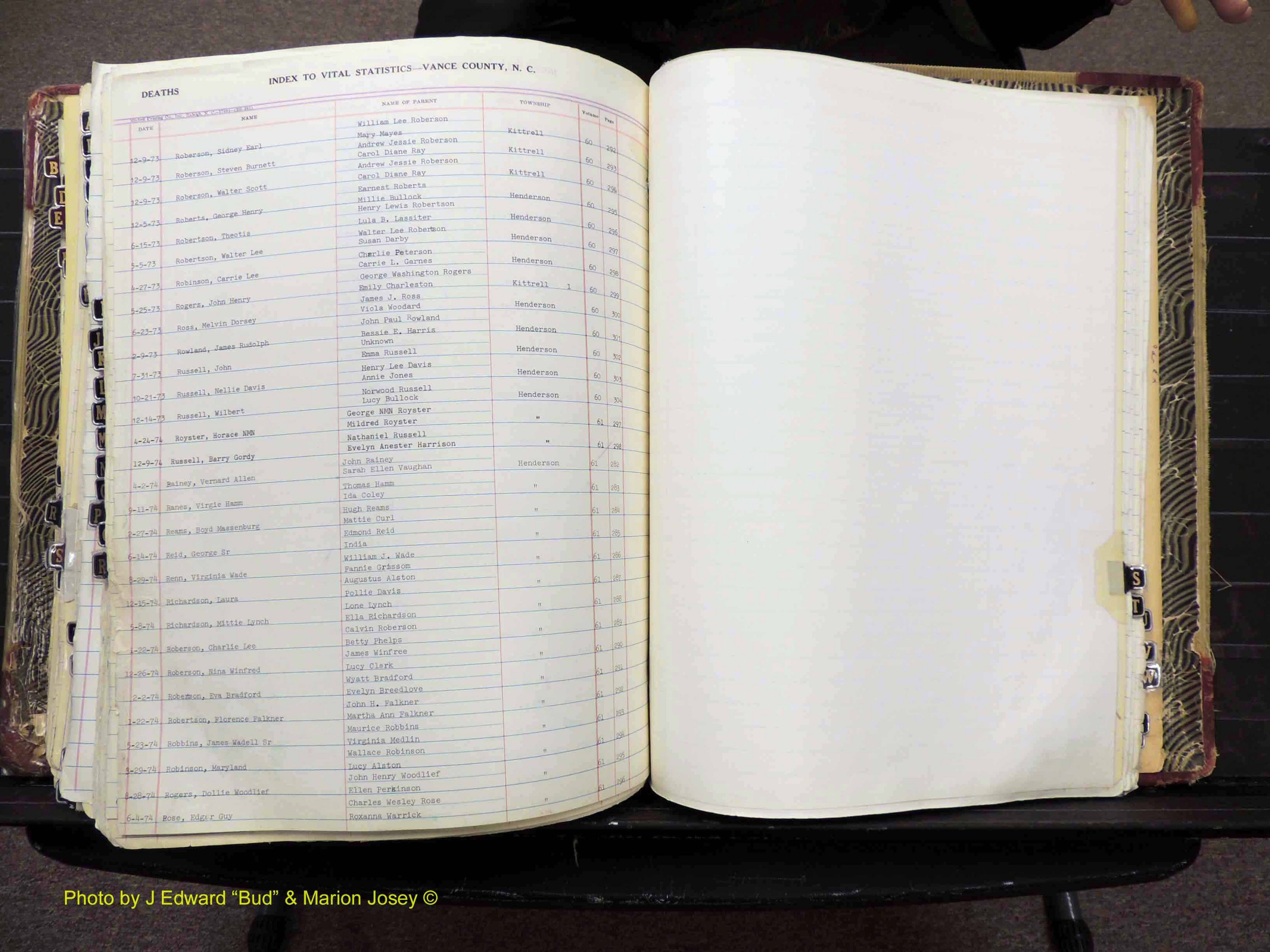 Vance Co, NC, Births & Deaths, A-Z, 1960-1974 (465).JPG