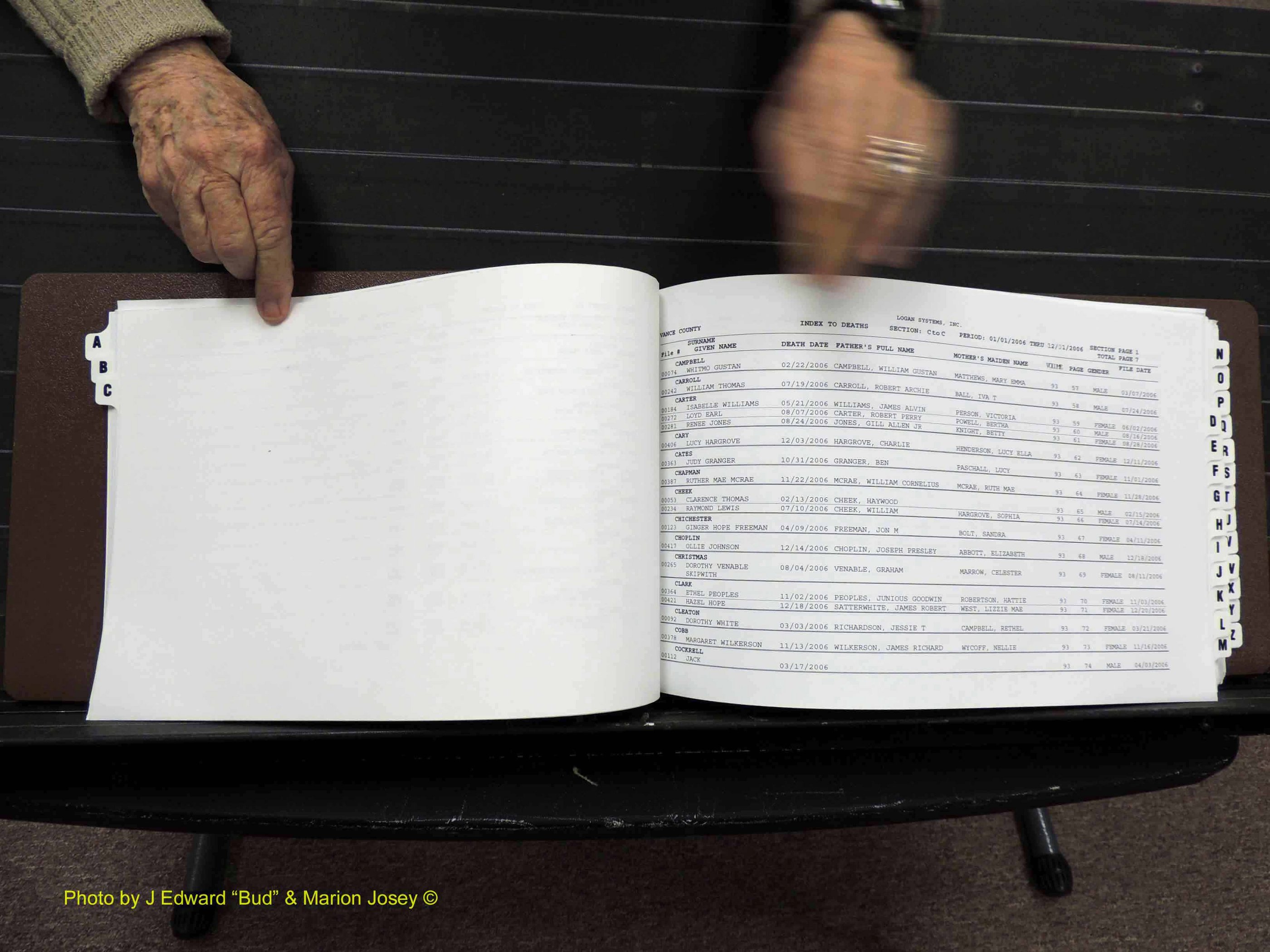 Vance Co, NC, Deaths, A-Z, 2005-2012 (128).JPG