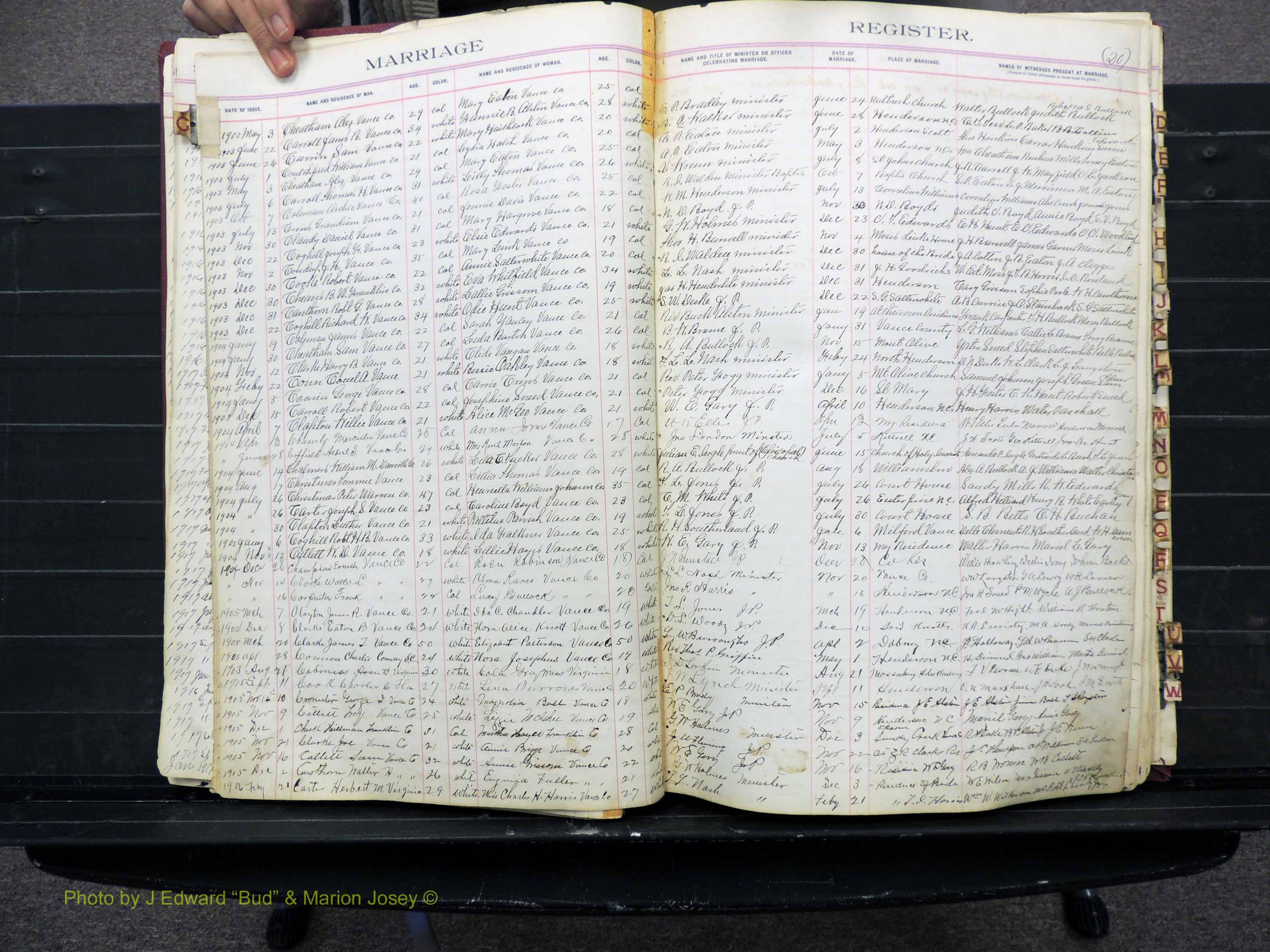 Vance Co, NC, Marriages, A-Z, 1898-1919 (119).JPG