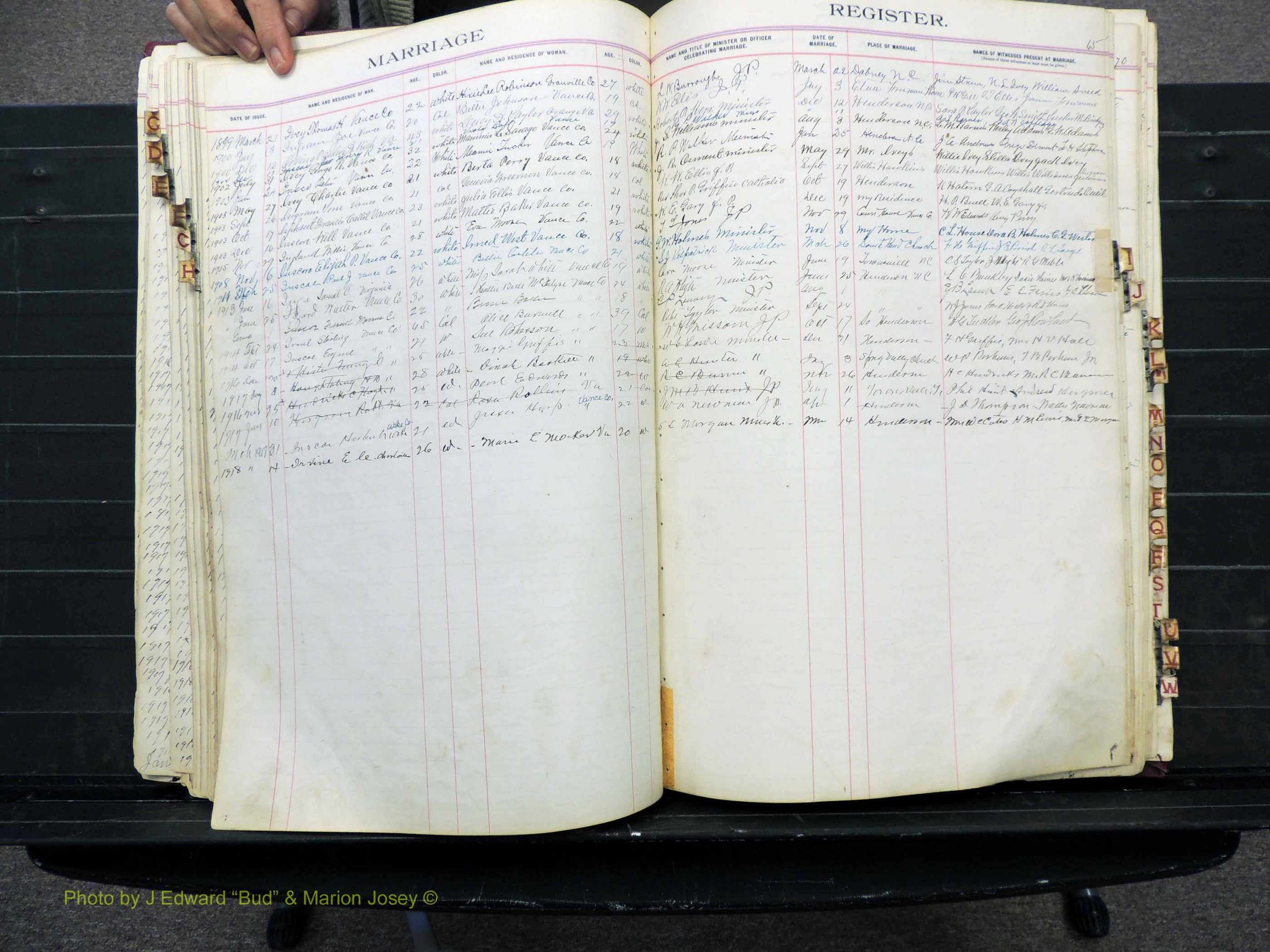 Vance Co, NC, Marriages, A-Z, 1898-1919 (154).JPG