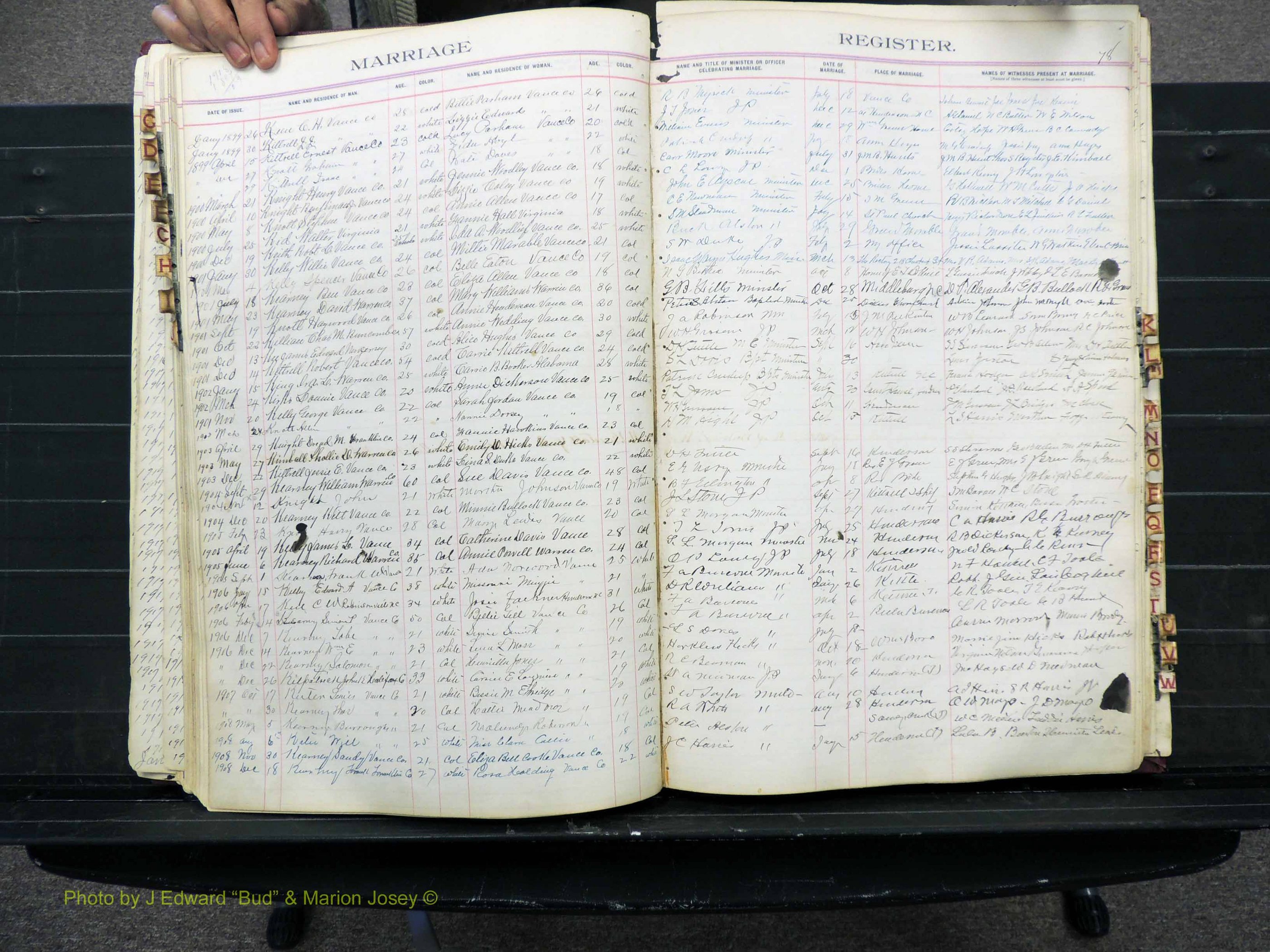 Vance Co, NC, Marriages, A-Z, 1898-1919 (162).JPG