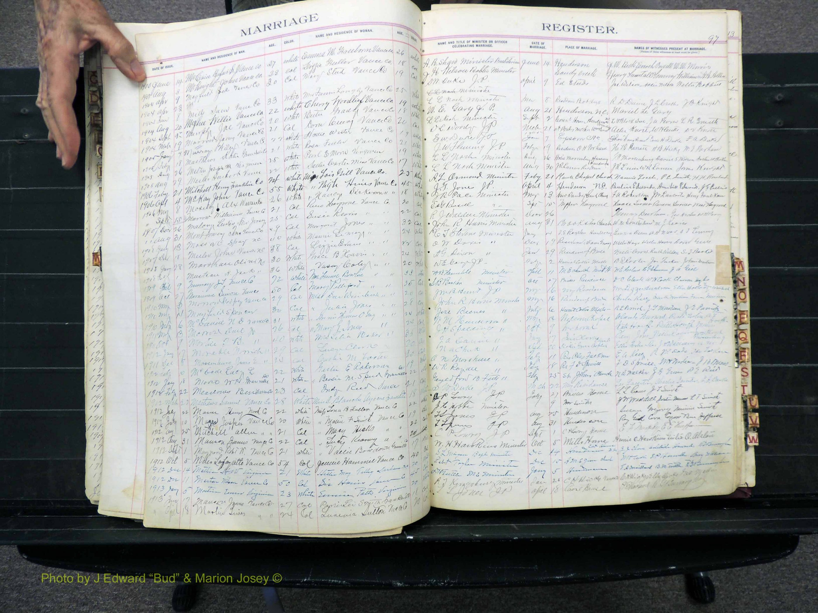 Vance Co, NC, Marriages, A-Z, 1898-1919 (173).JPG
