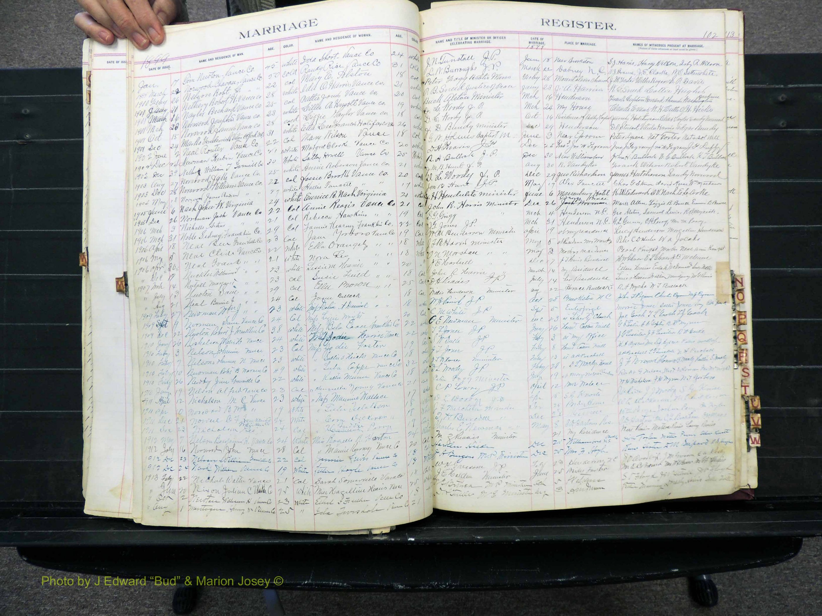 Vance Co, NC, Marriages, A-Z, 1898-1919 (177).JPG