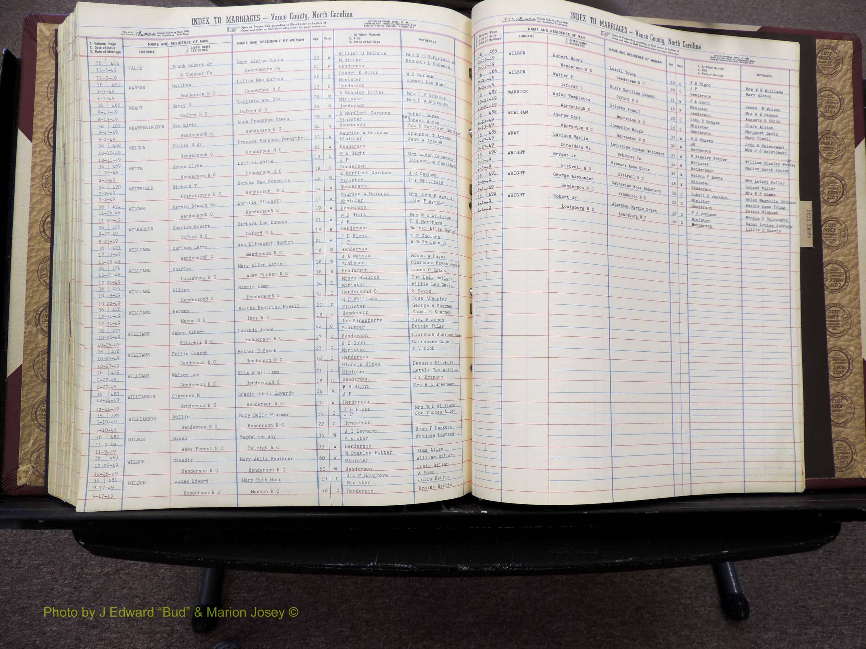 Vance Co, NC, Marriages, A-Z, 1930-1949 (286).JPG