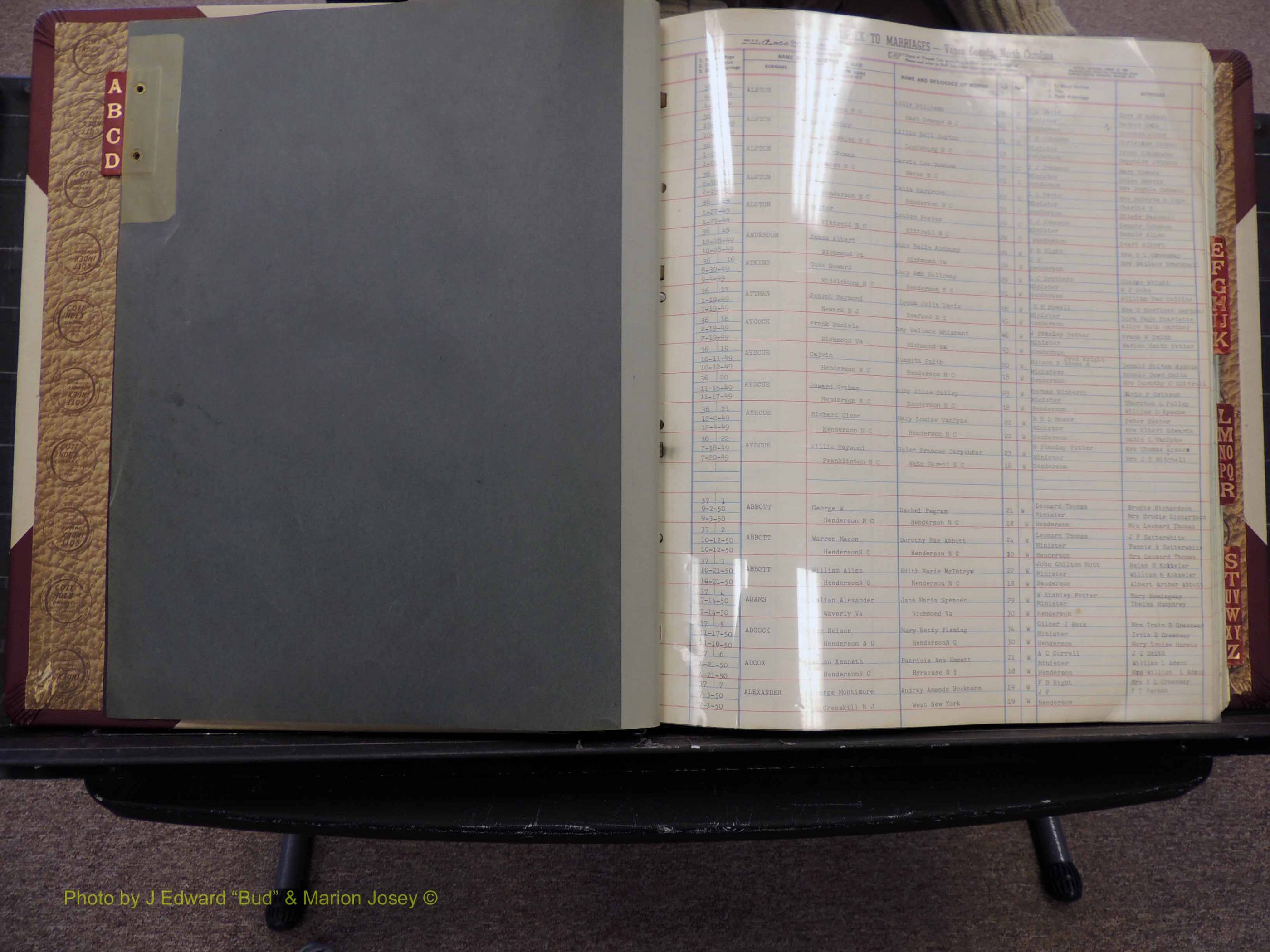 Vance Co, NC, Marriages, A-Z, 1950-1962 (101).JPG