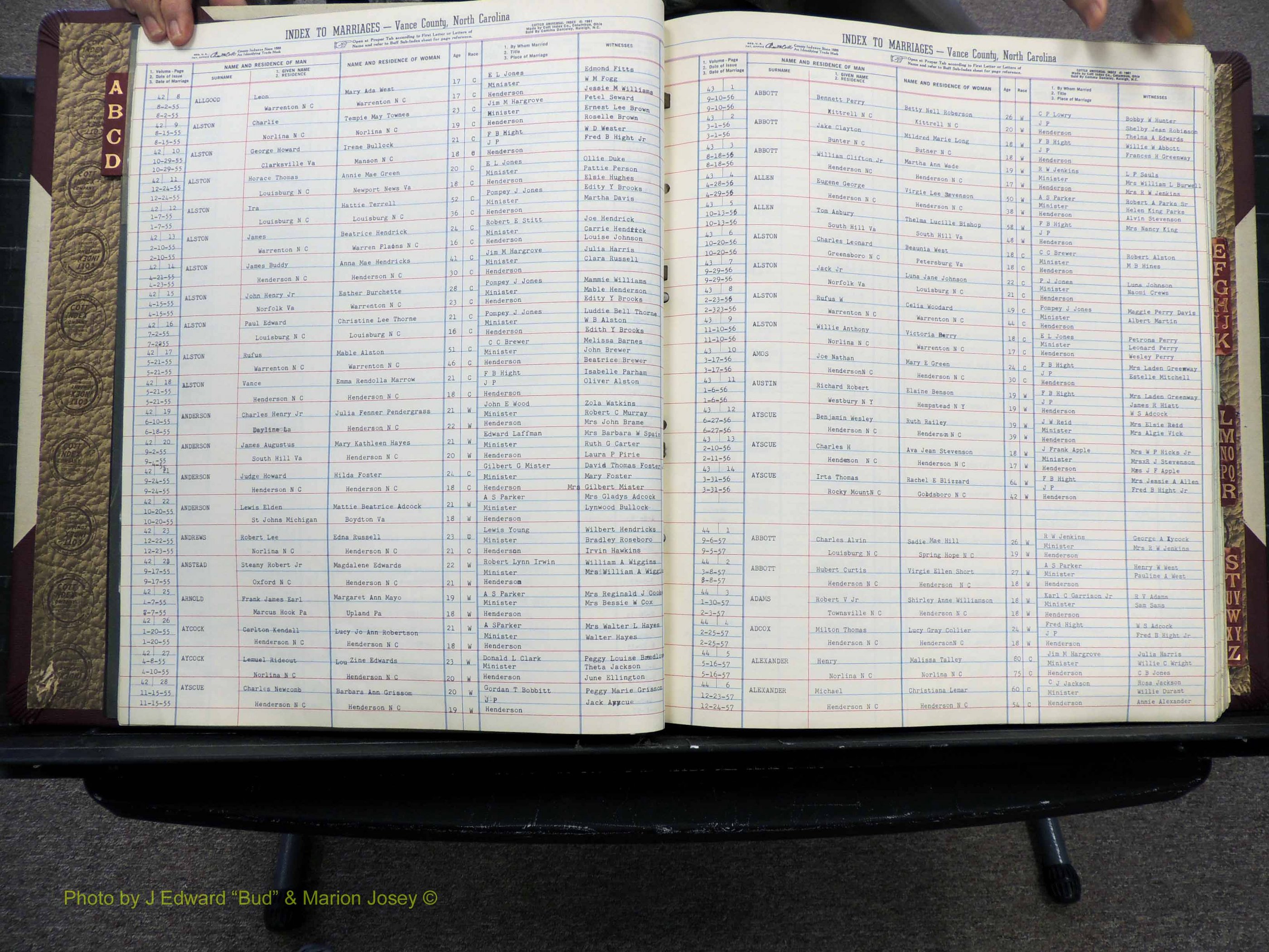 Vance Co, NC, Marriages, A-Z, 1950-1962 (105).JPG