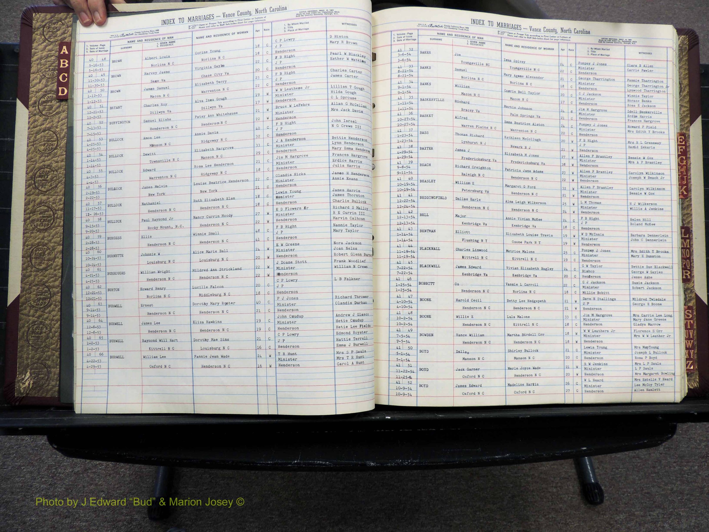 Vance Co, NC, Marriages, A-Z, 1950-1962 (114).JPG