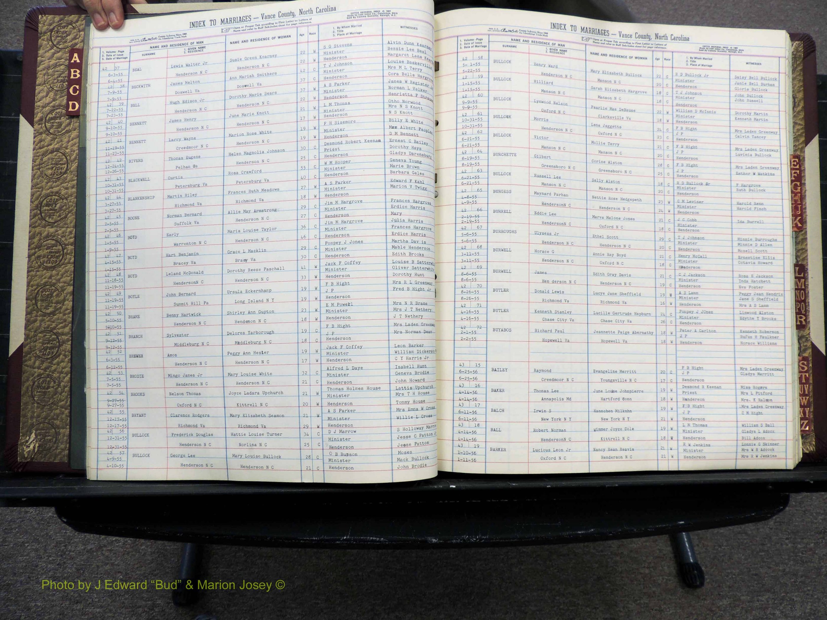Vance Co, NC, Marriages, A-Z, 1950-1962 (116).JPG