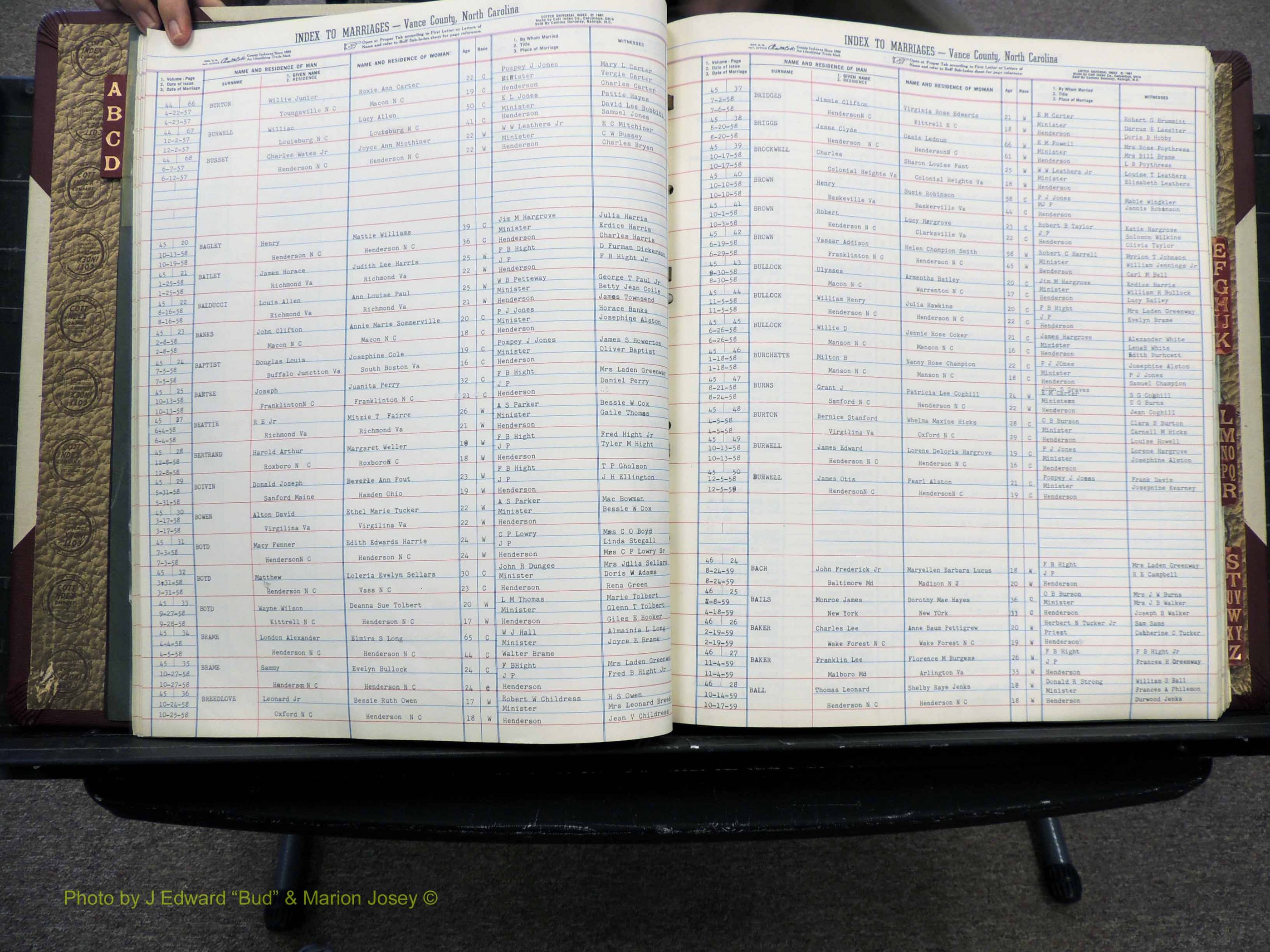 Vance Co, NC, Marriages, A-Z, 1950-1962 (119).JPG