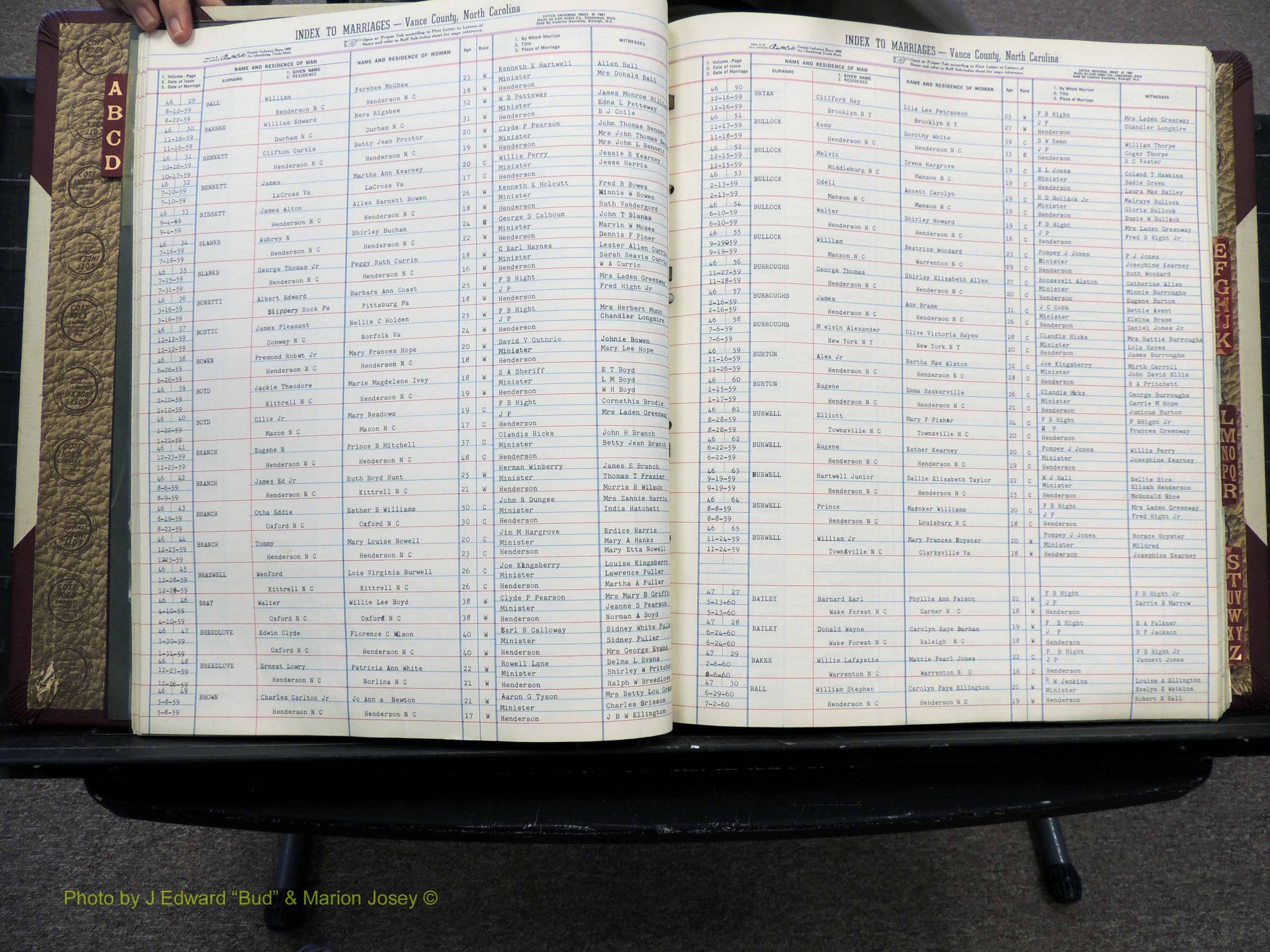 Vance Co, NC, Marriages, A-Z, 1950-1962 (120).JPG