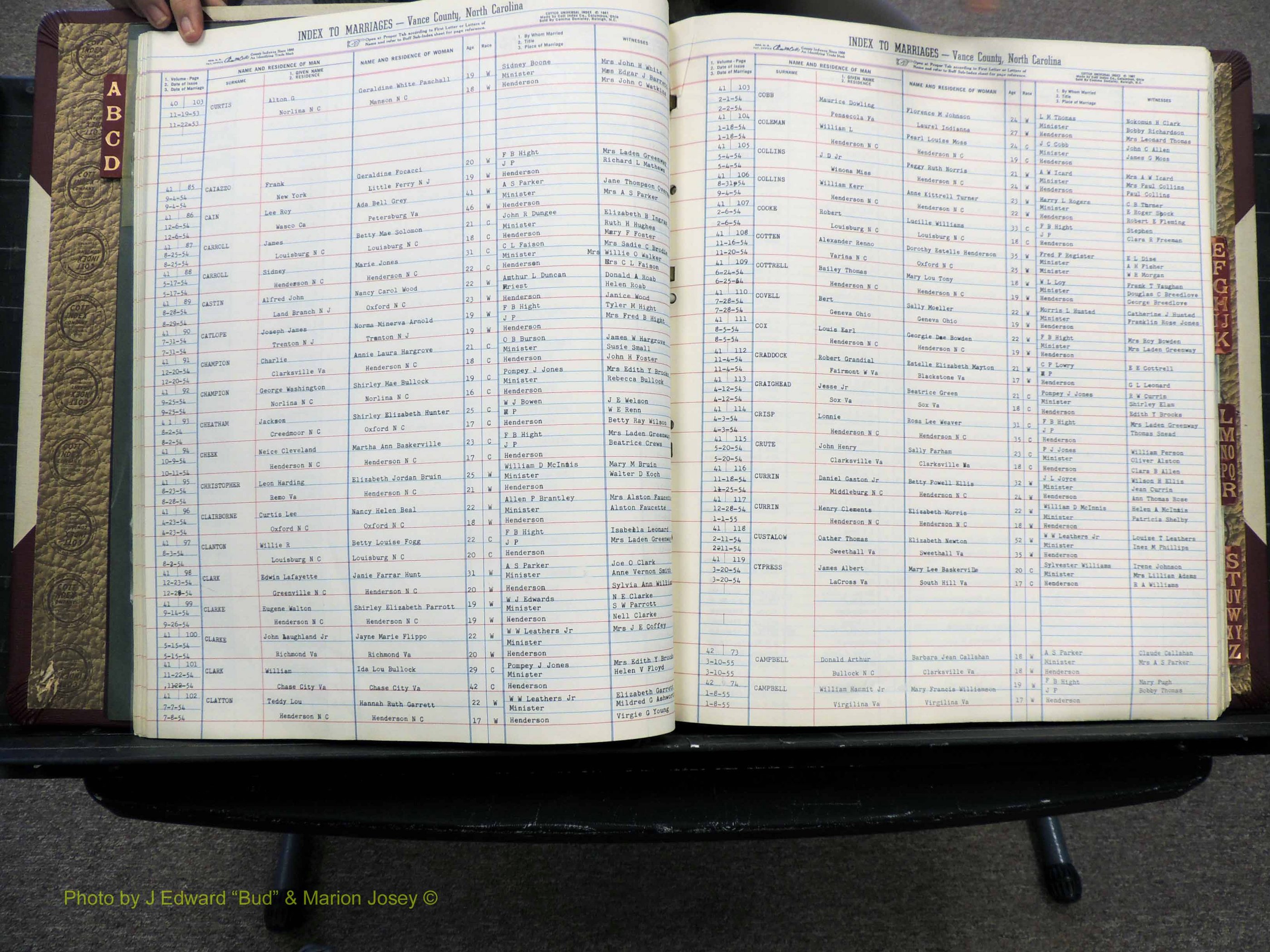 Vance Co, NC, Marriages, A-Z, 1950-1962 (128).JPG