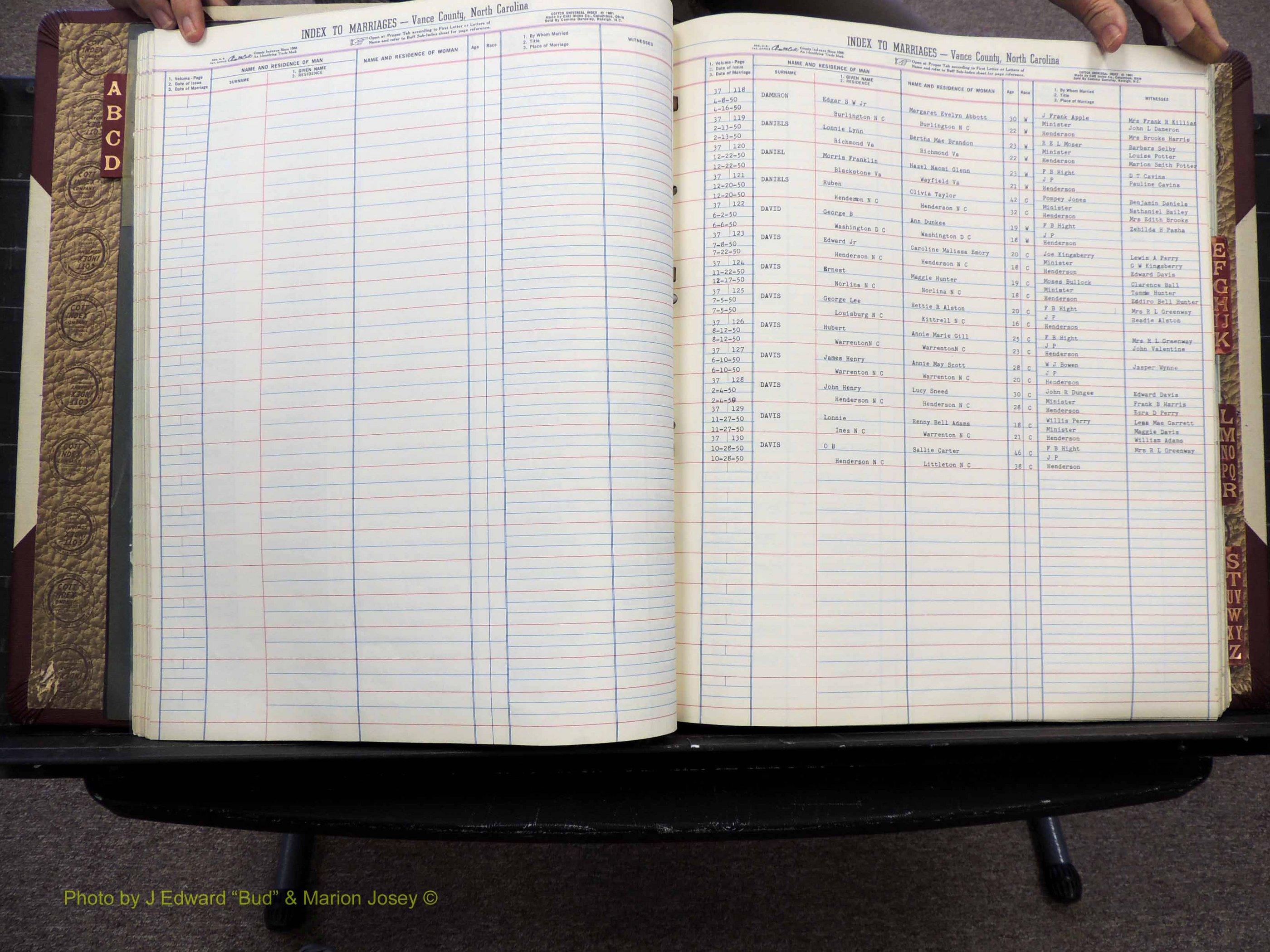 Vance Co, NC, Marriages, A-Z, 1950-1962 (135).JPG