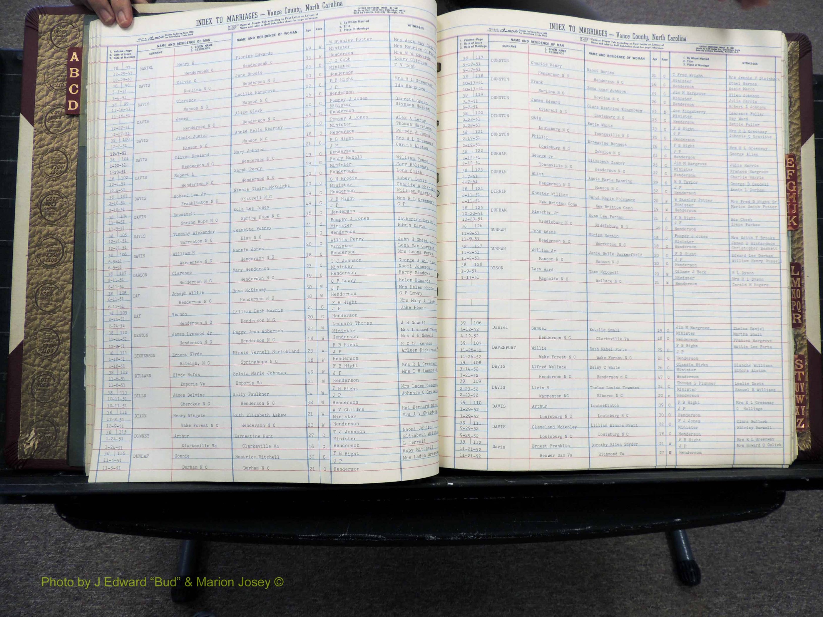 Vance Co, NC, Marriages, A-Z, 1950-1962 (137).JPG
