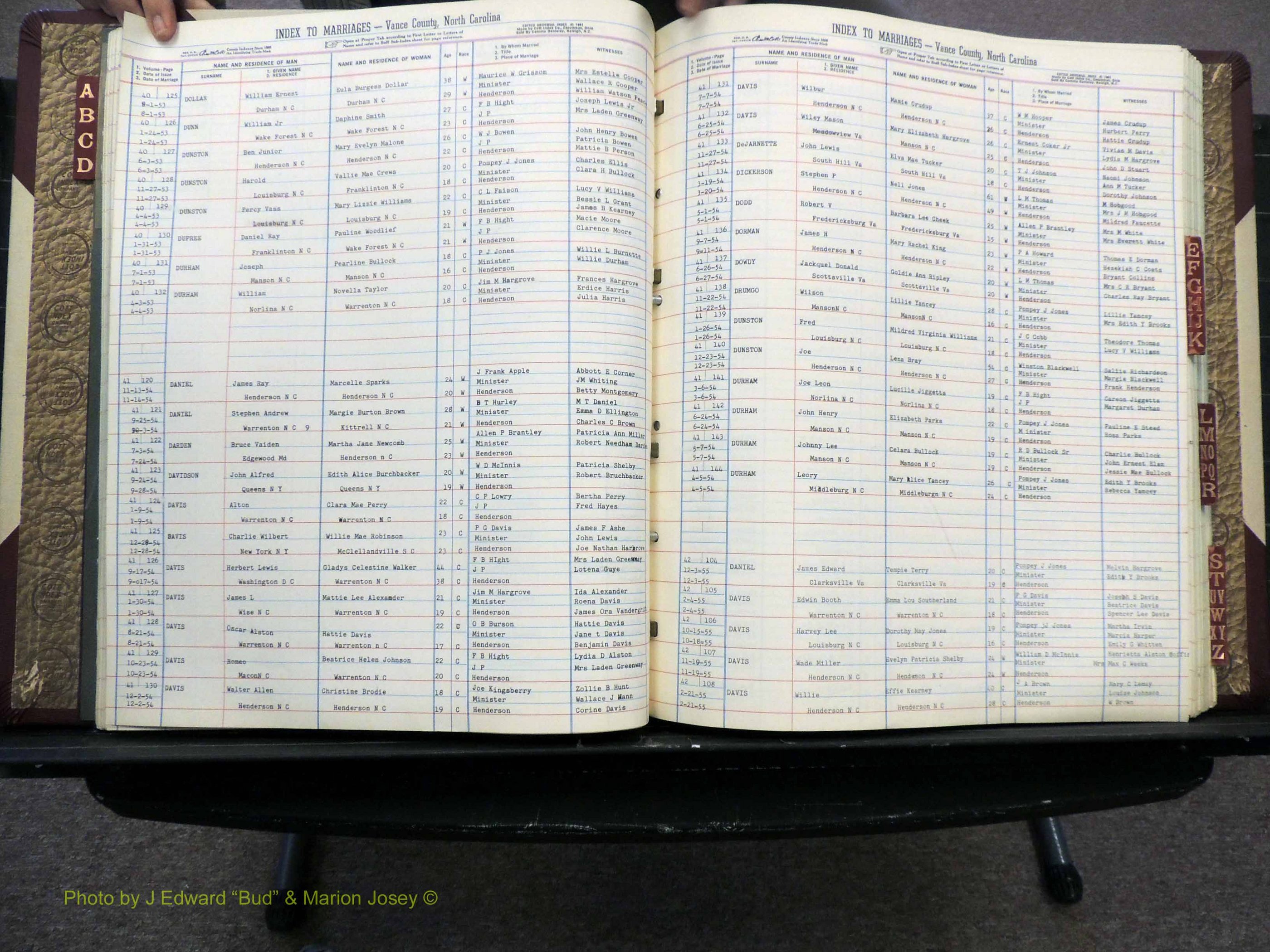 Vance Co, NC, Marriages, A-Z, 1950-1962 (139).JPG