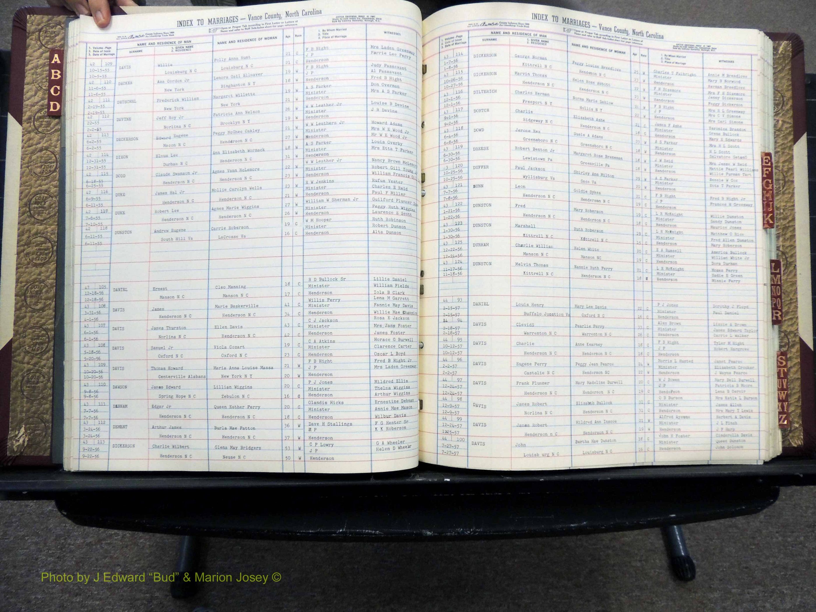 Vance Co, NC, Marriages, A-Z, 1950-1962 (140).JPG