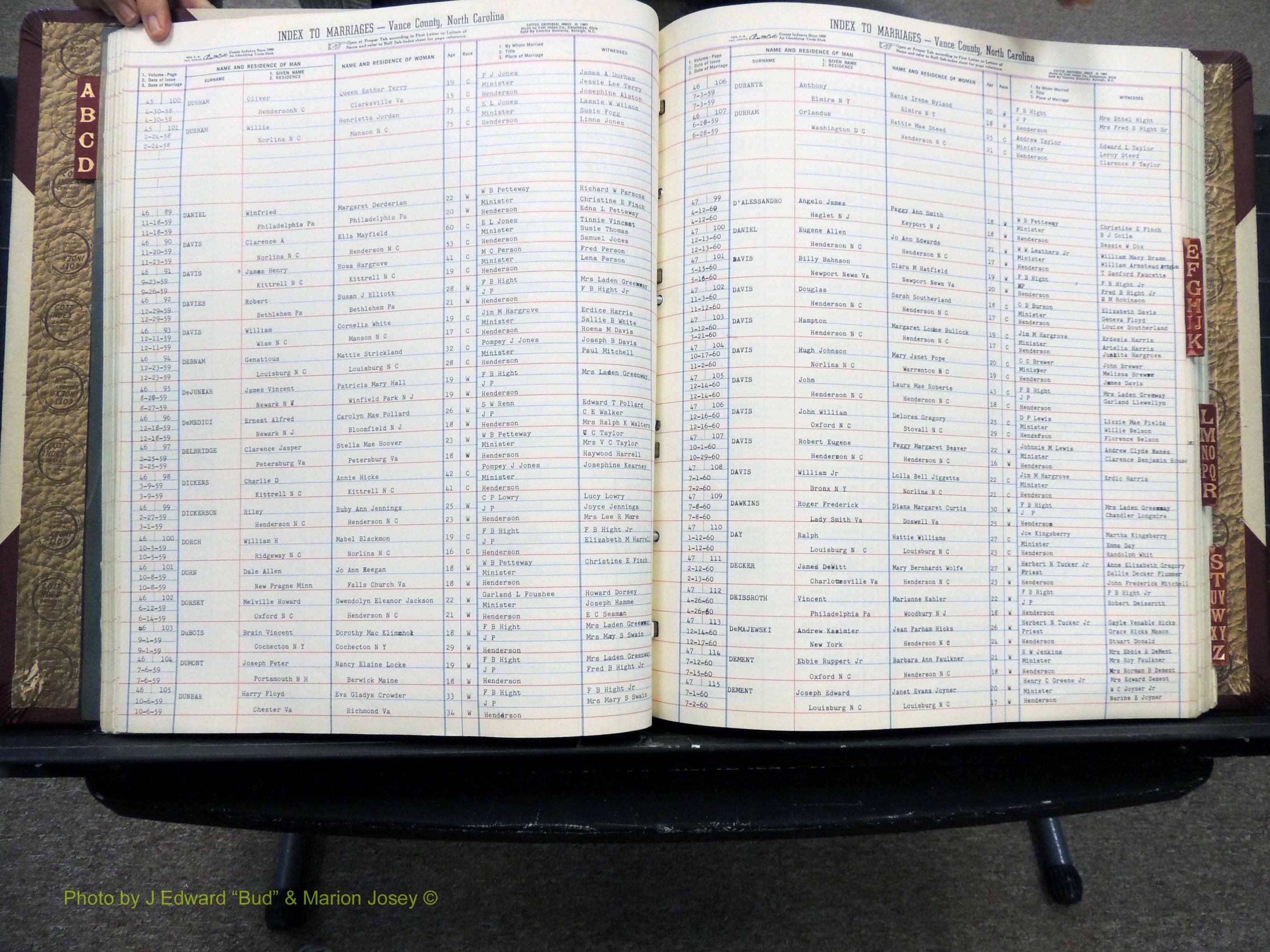 Vance Co, NC, Marriages, A-Z, 1950-1962 (142).JPG