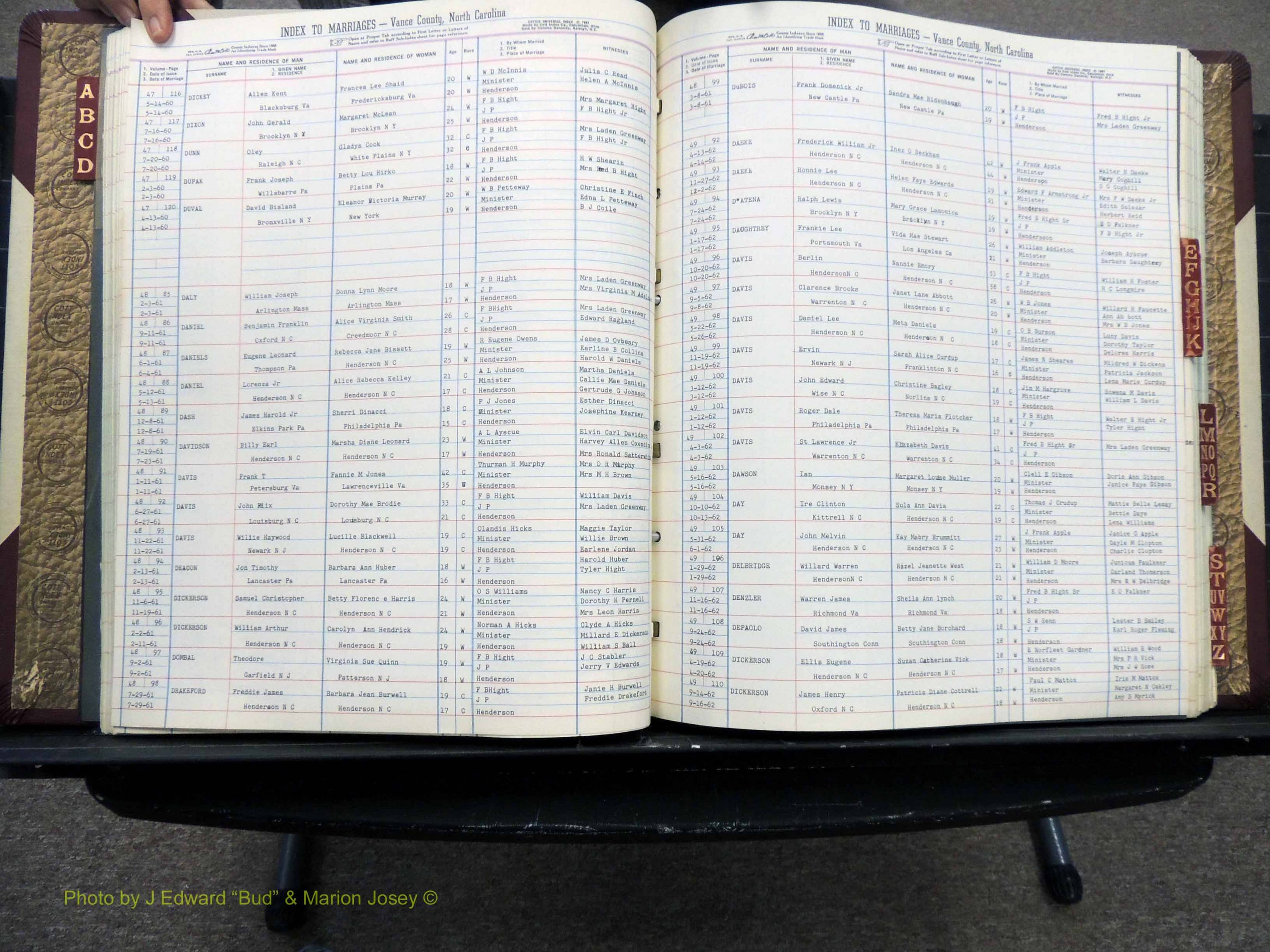 Vance Co, NC, Marriages, A-Z, 1950-1962 (143).JPG
