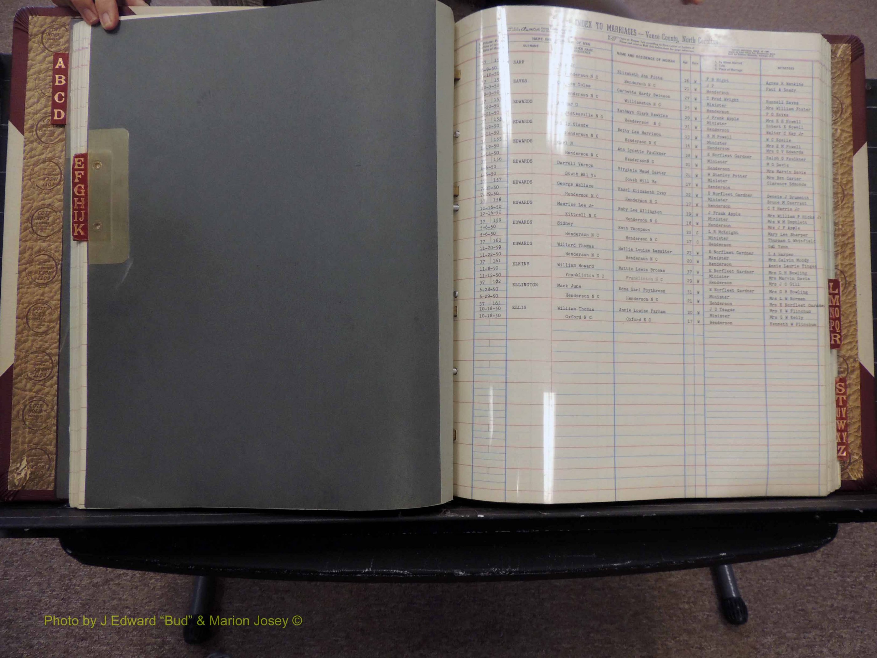 Vance Co, NC, Marriages, A-Z, 1950-1962 (145).JPG