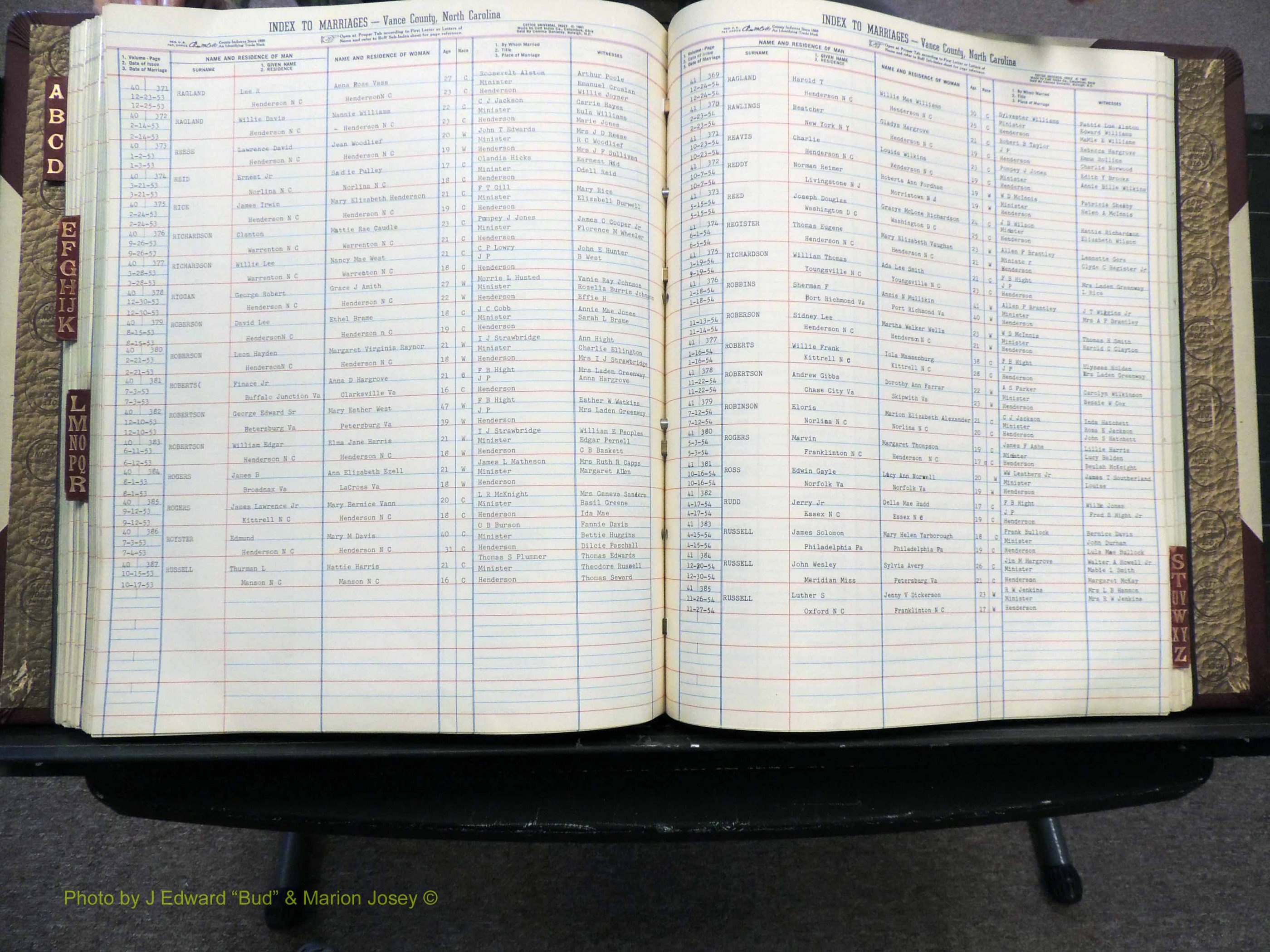 Vance Co, NC, Marriages, A-Z, 1950-1962 (233).JPG