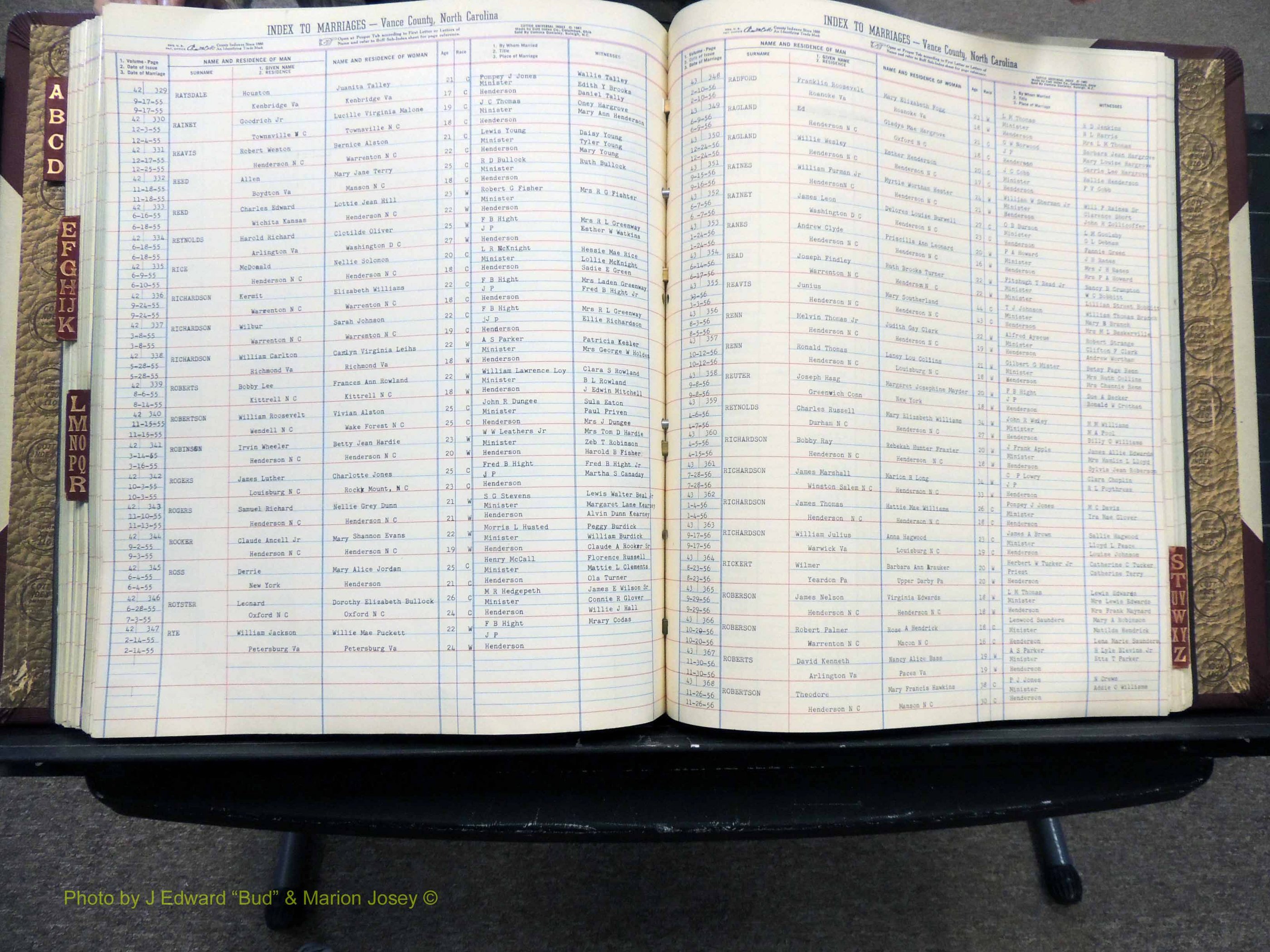 Vance Co, NC, Marriages, A-Z, 1950-1962 (234).JPG