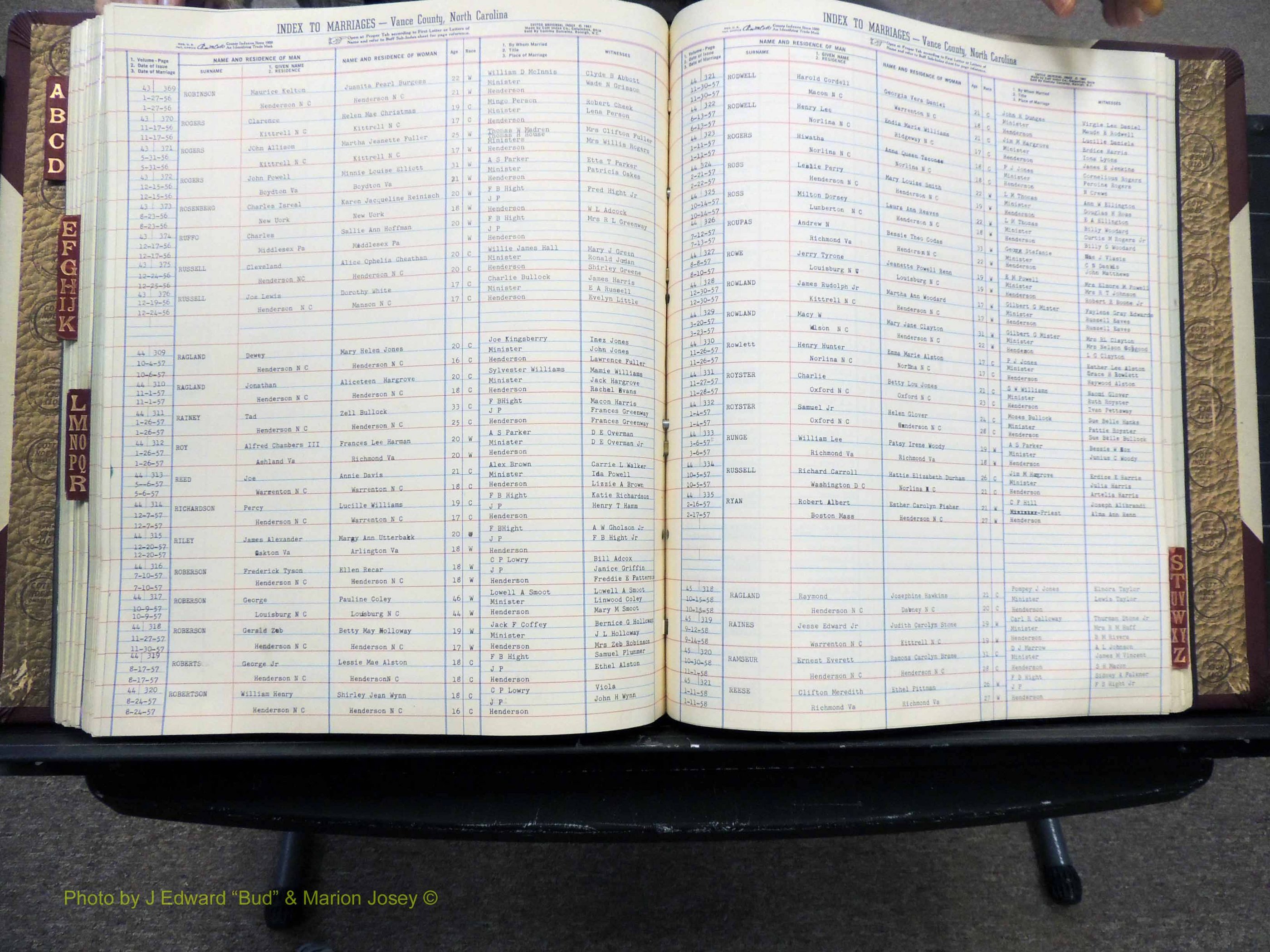 Vance Co, NC, Marriages, A-Z, 1950-1962 (235).JPG