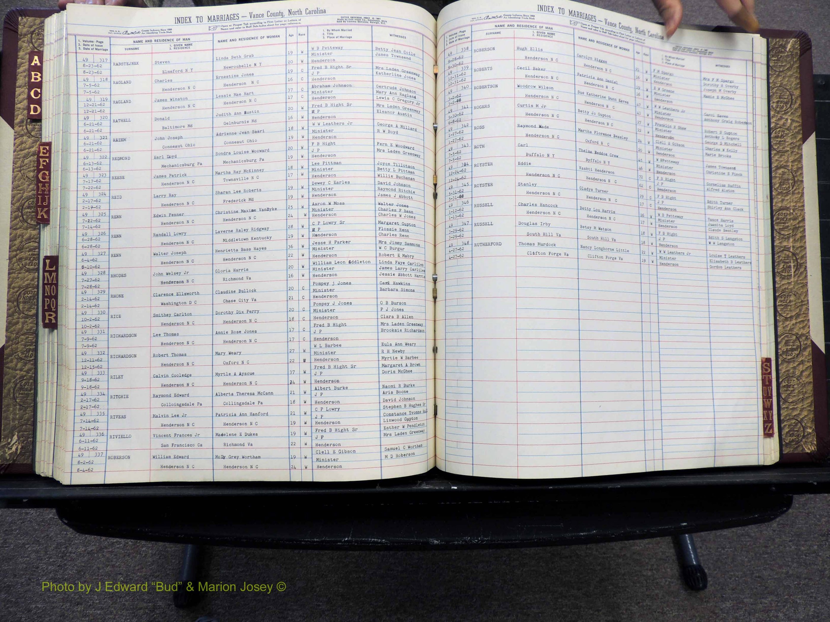 Vance Co, NC, Marriages, A-Z, 1950-1962 (238).JPG