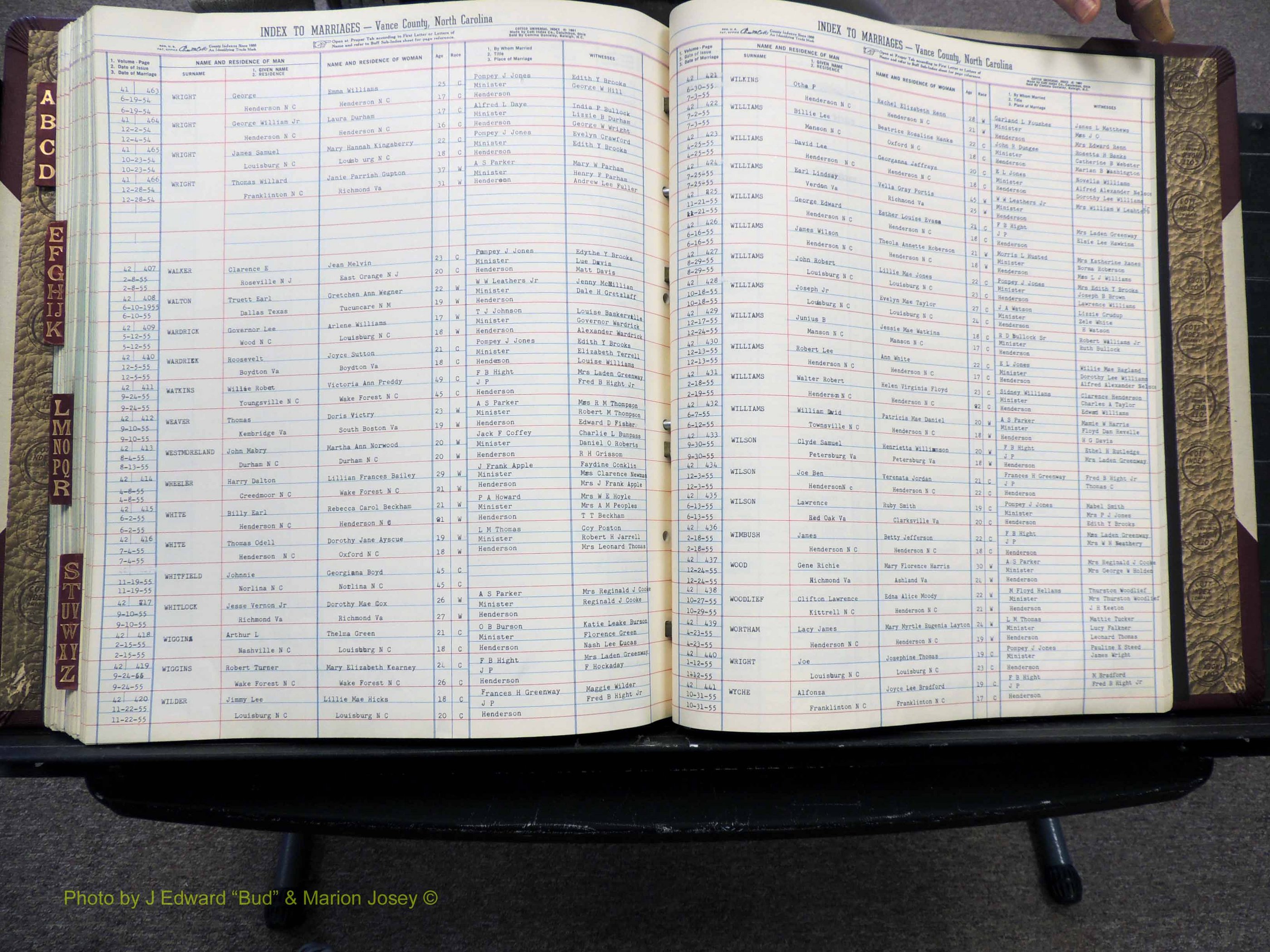 Vance Co, NC, Marriages, A-Z, 1950-1962 (268).JPG