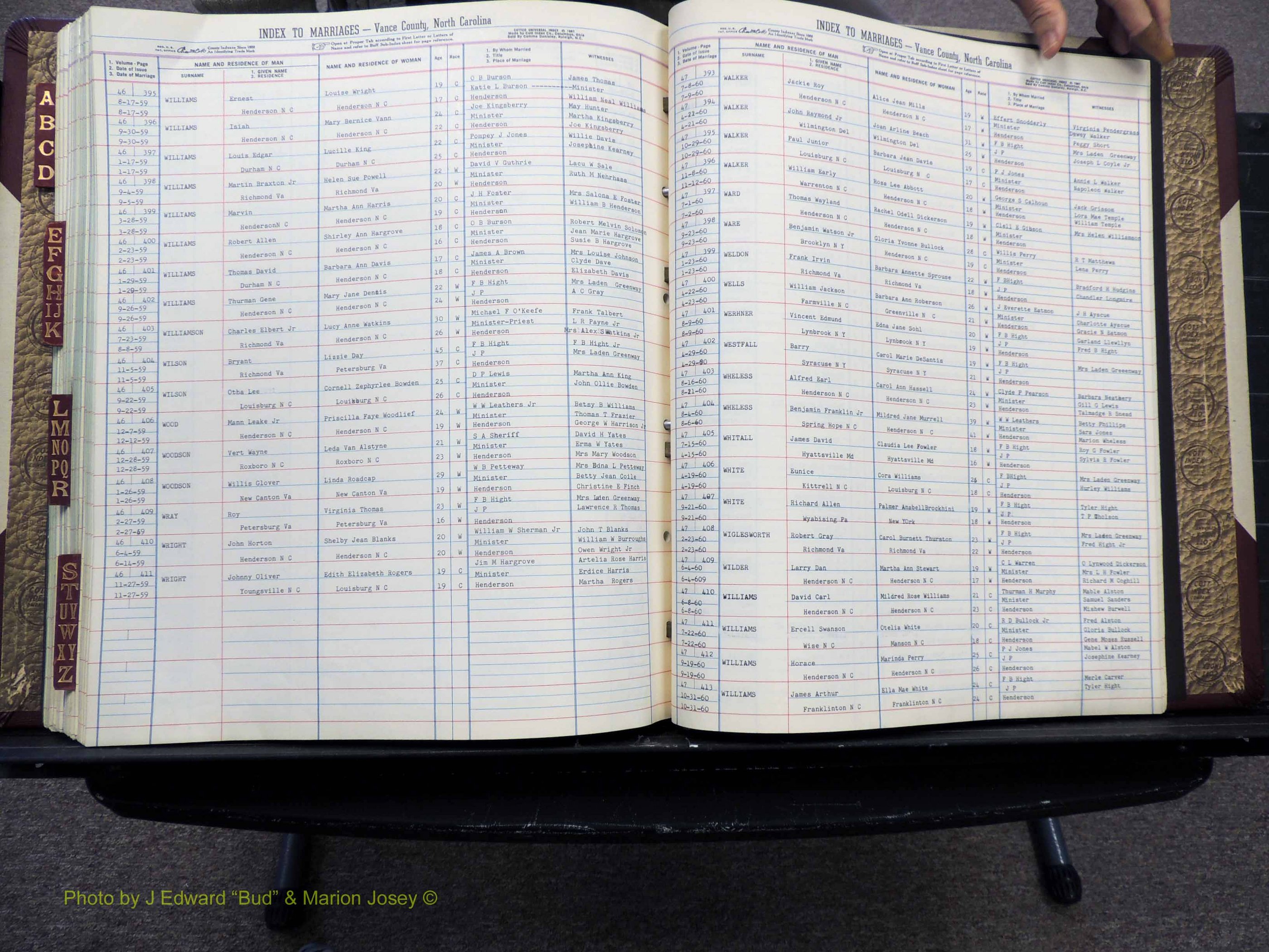 Vance Co, NC, Marriages, A-Z, 1950-1962 (272).JPG