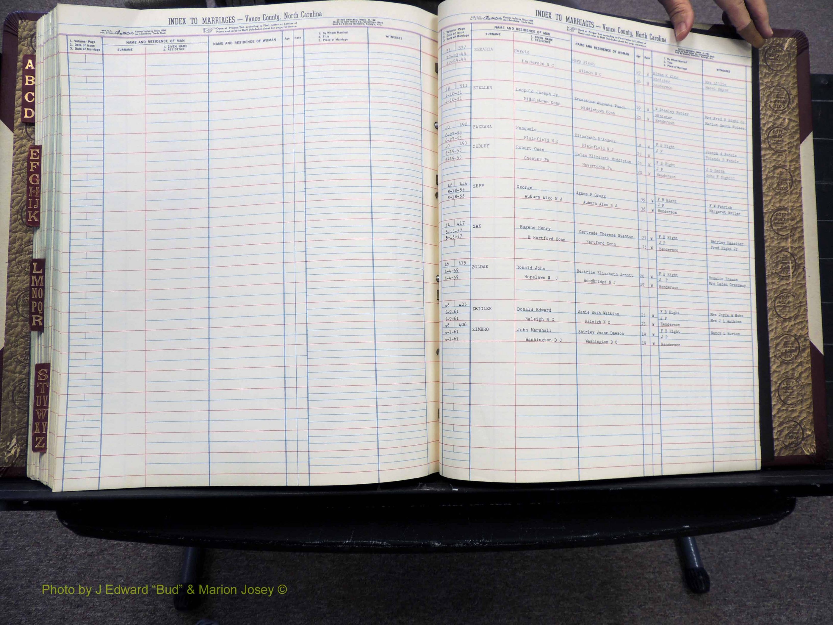 Vance Co, NC, Marriages, A-Z, 1950-1962 (278).JPG