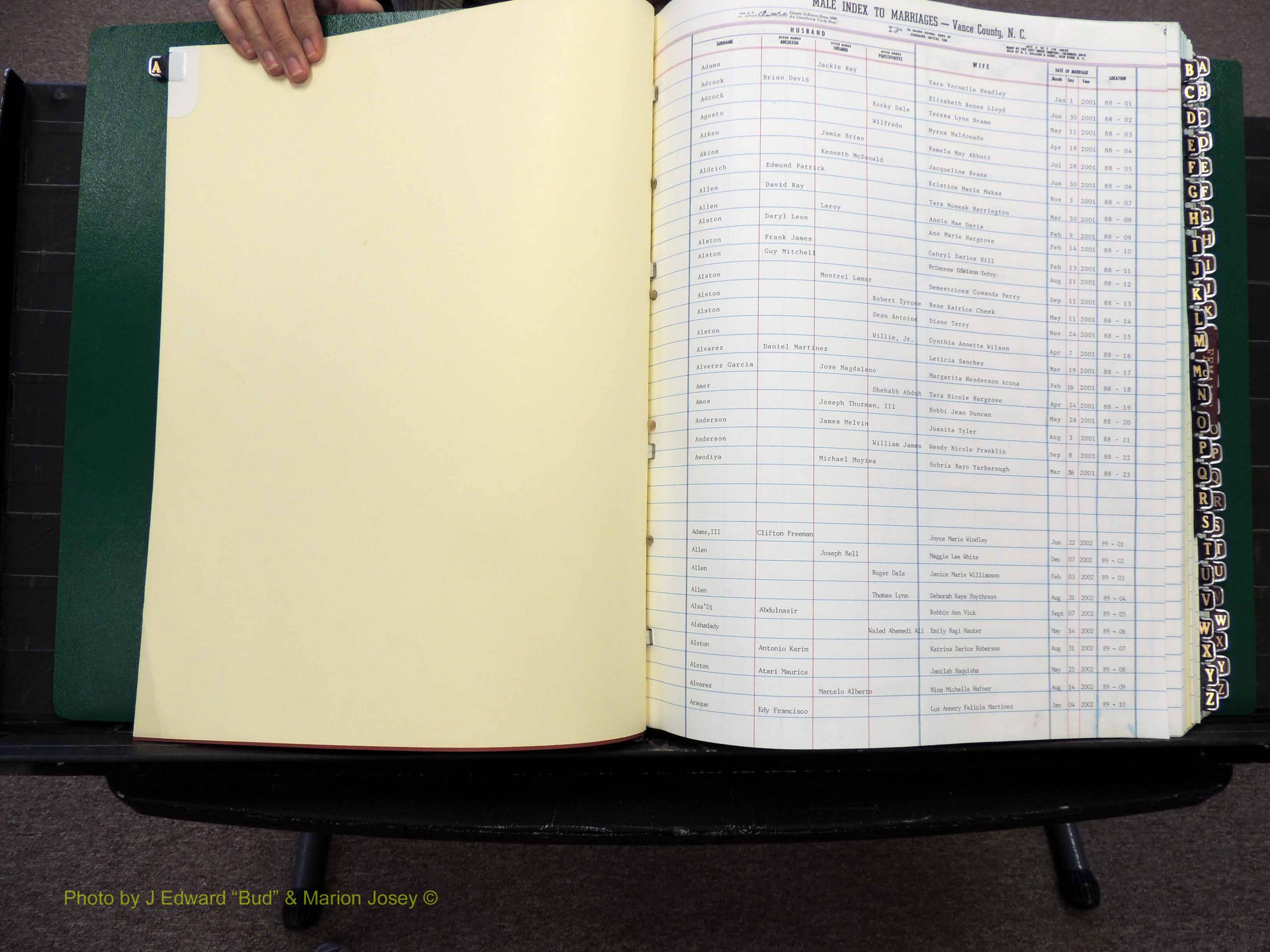 Vance Co, NC, Marriages, A-Z, 2001-2004 (101).JPG