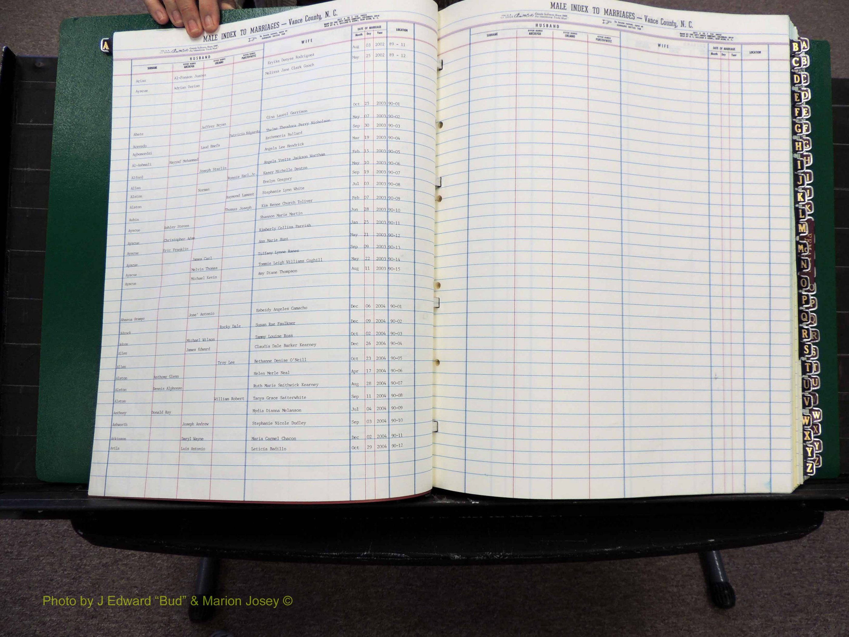 Vance Co, NC, Marriages, A-Z, 2001-2004 (102).JPG