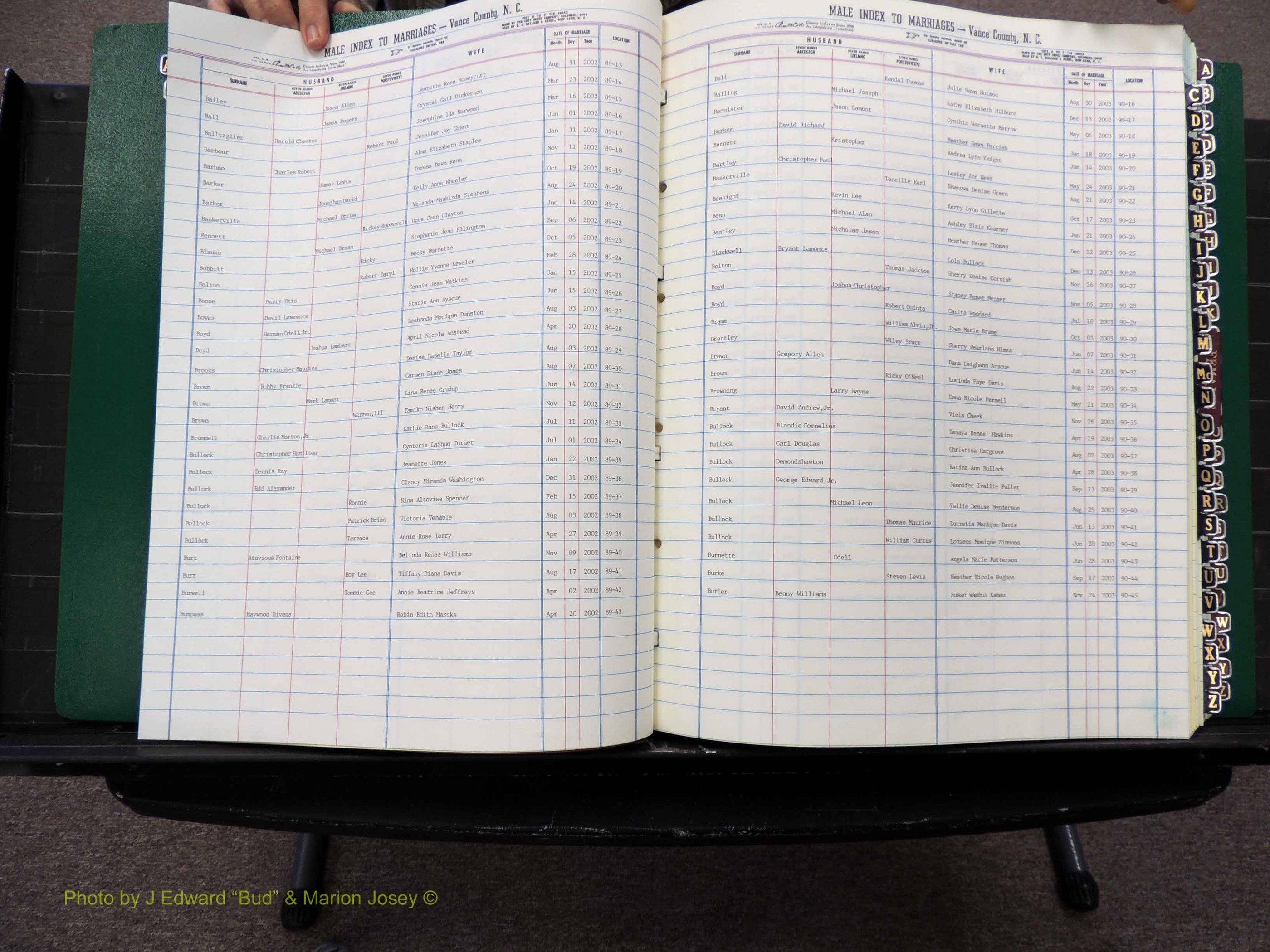 Vance Co, NC, Marriages, A-Z, 2001-2004 (104).JPG