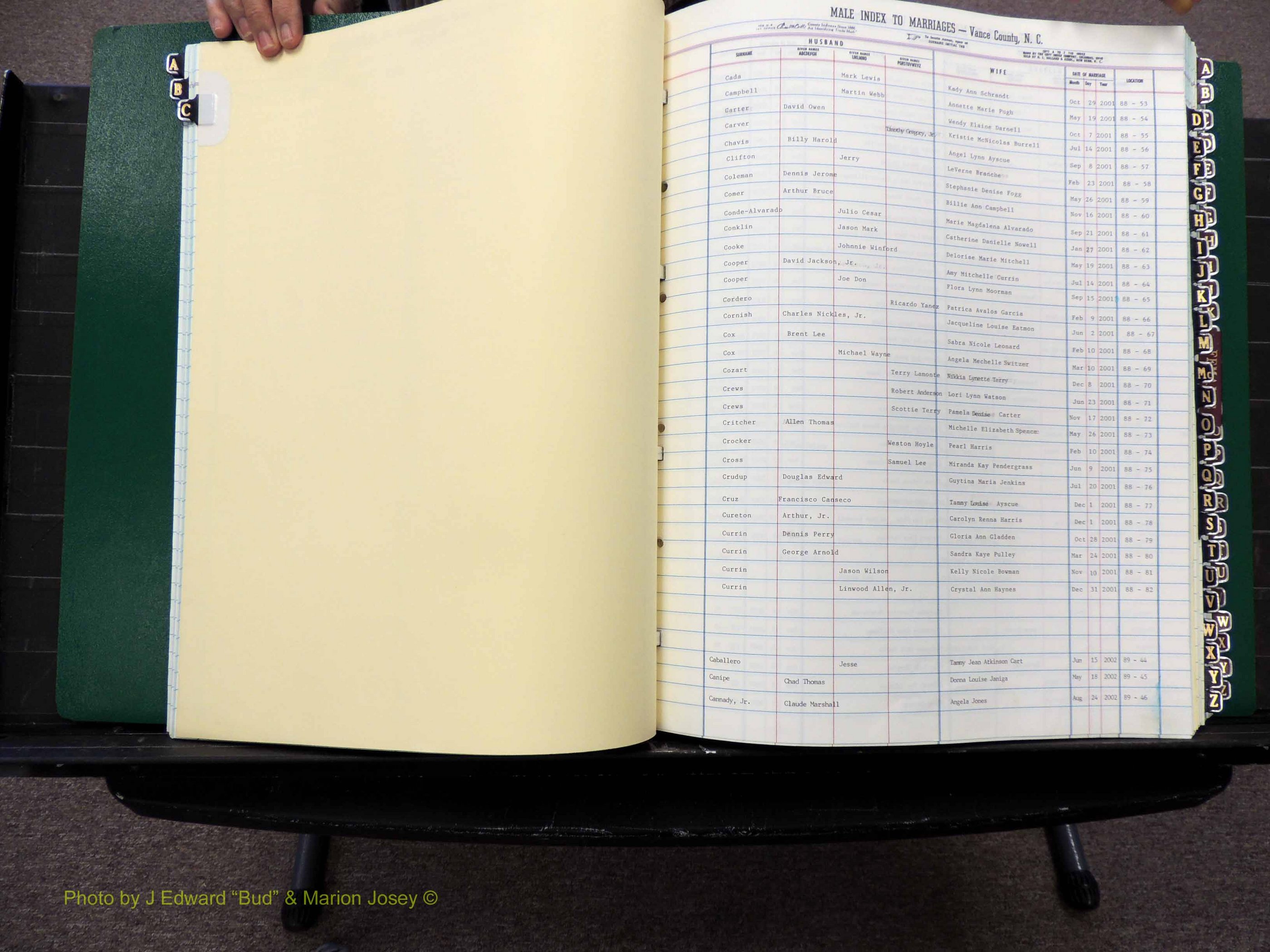 Vance Co, NC, Marriages, A-Z, 2001-2004 (106).JPG