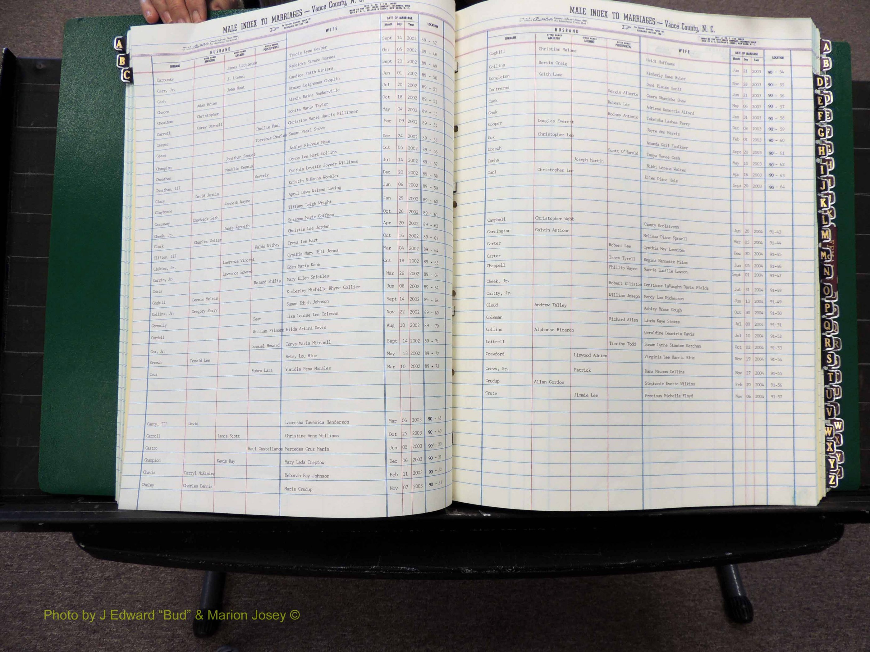 Vance Co, NC, Marriages, A-Z, 2001-2004 (107).JPG