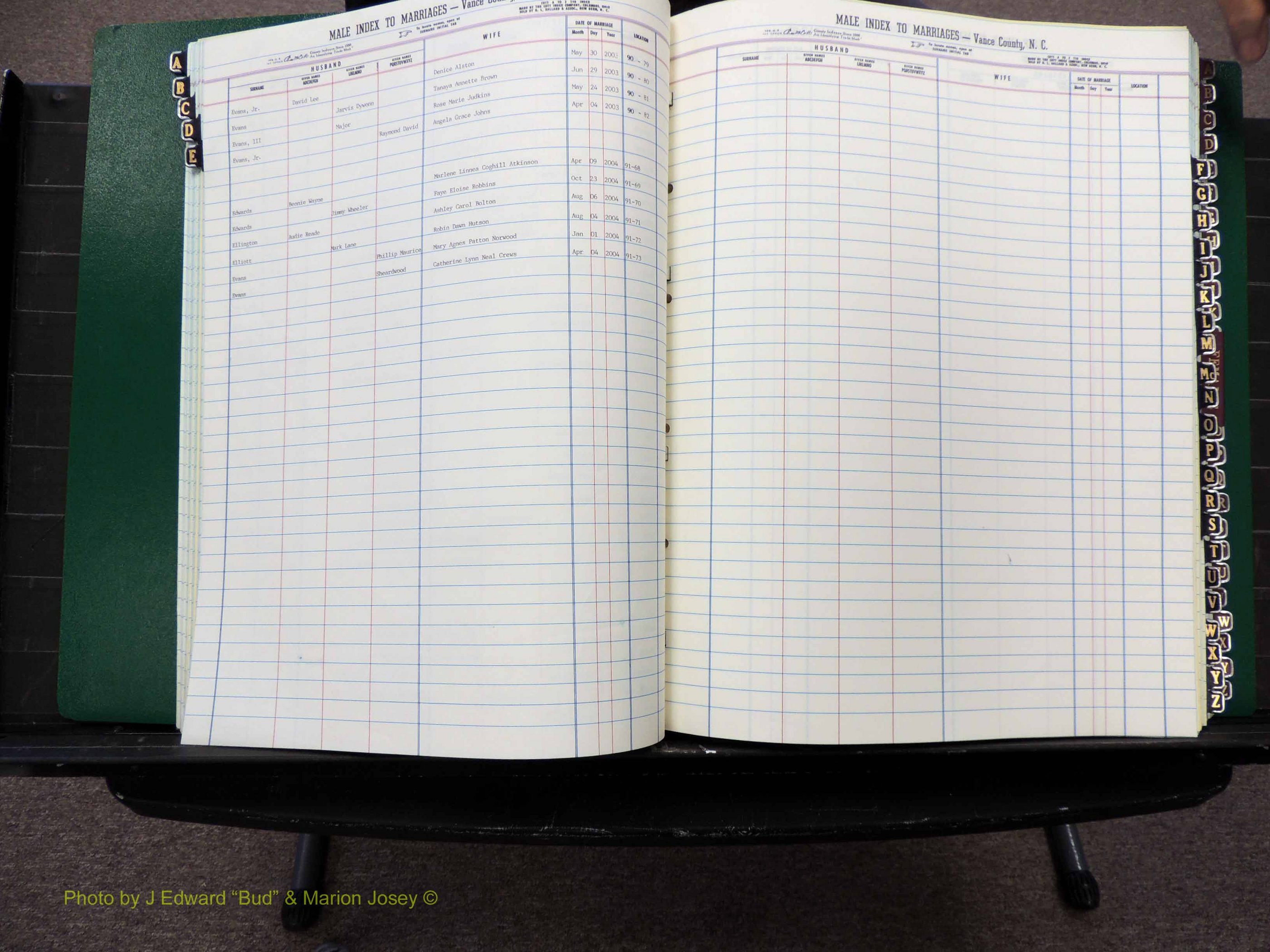 Vance Co, NC, Marriages, A-Z, 2001-2004 (111).JPG