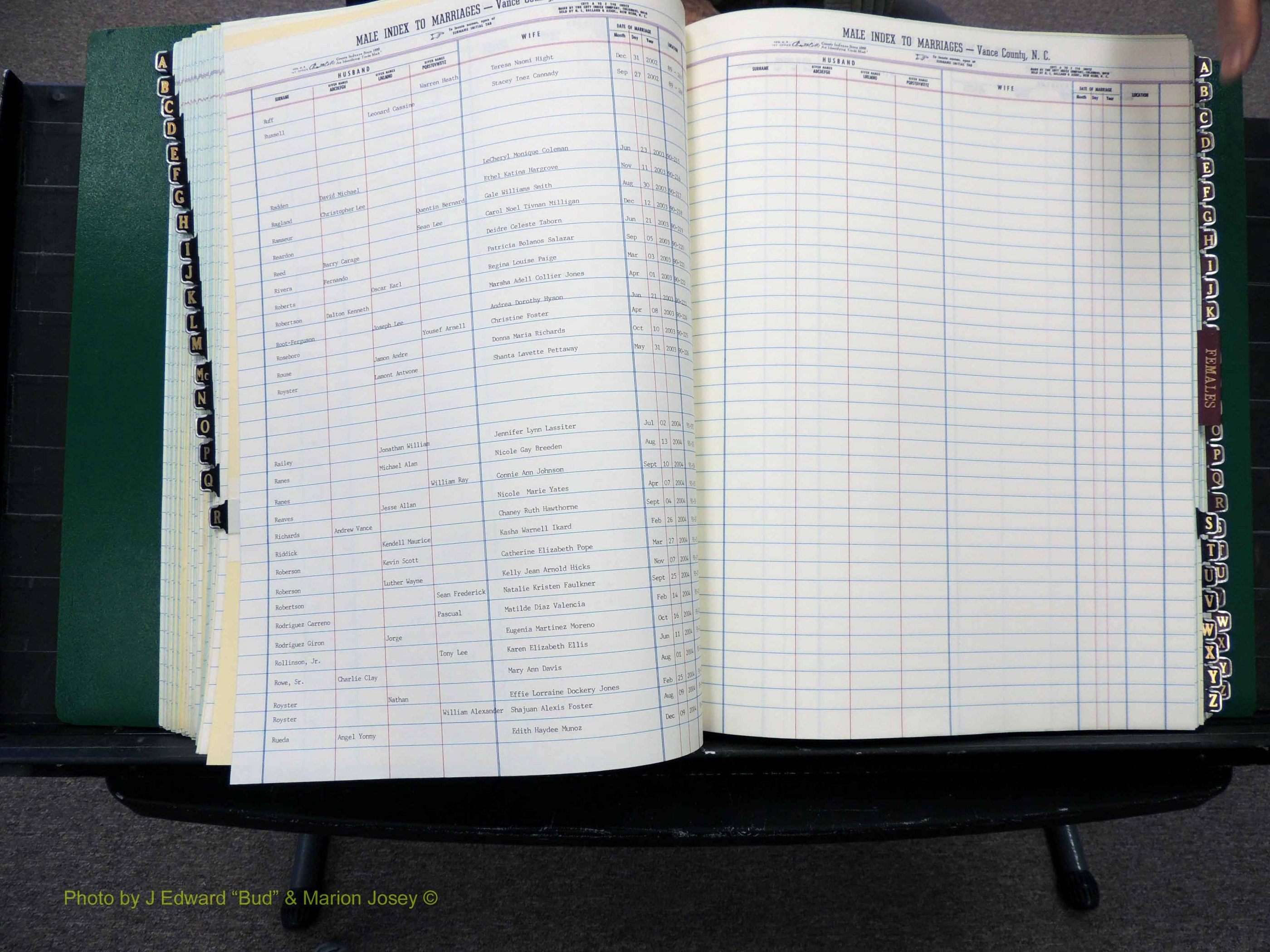 Vance Co, NC, Marriages, A-Z, 2001-2004 (133).JPG