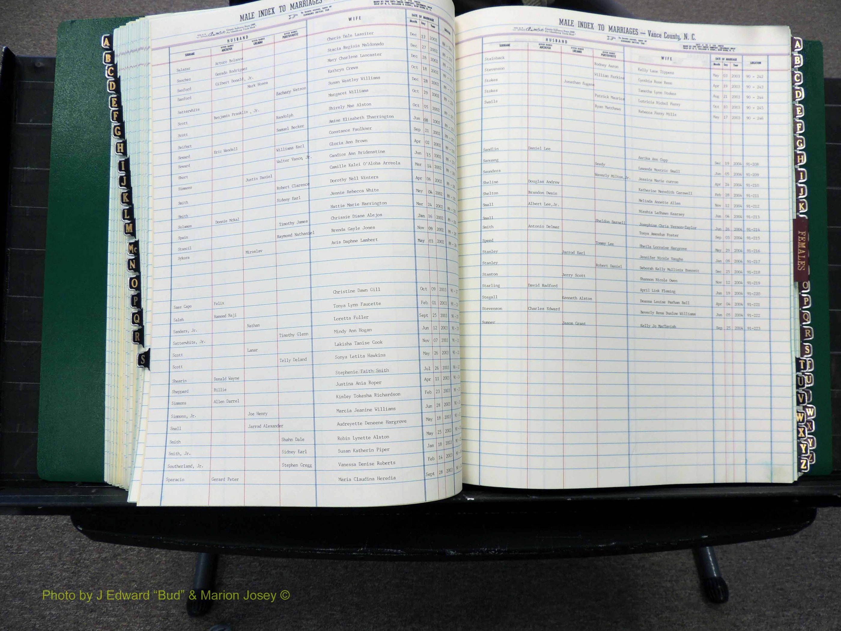 Vance Co, NC, Marriages, A-Z, 2001-2004 (135).JPG