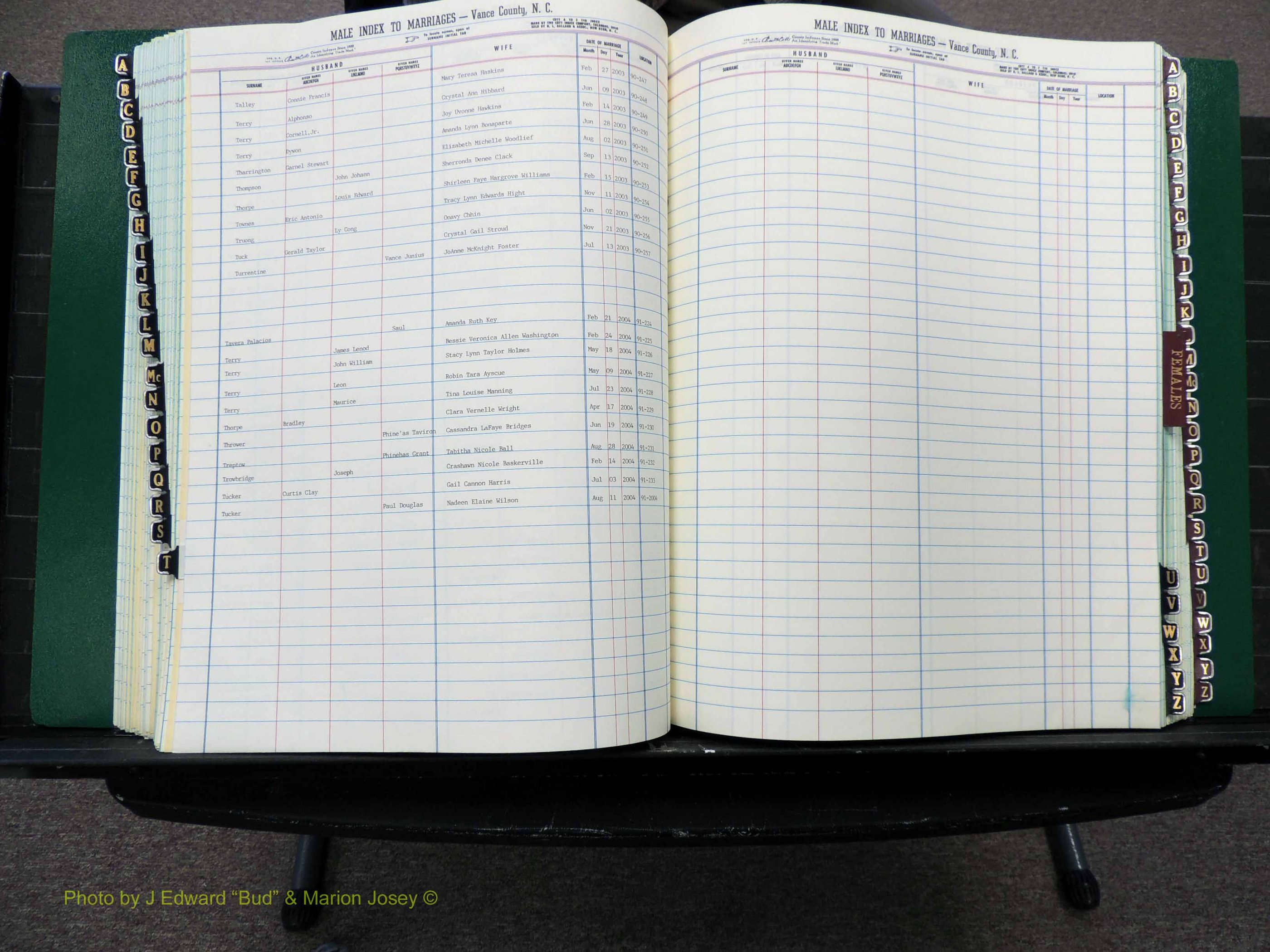 Vance Co, NC, Marriages, A-Z, 2001-2004 (137).JPG