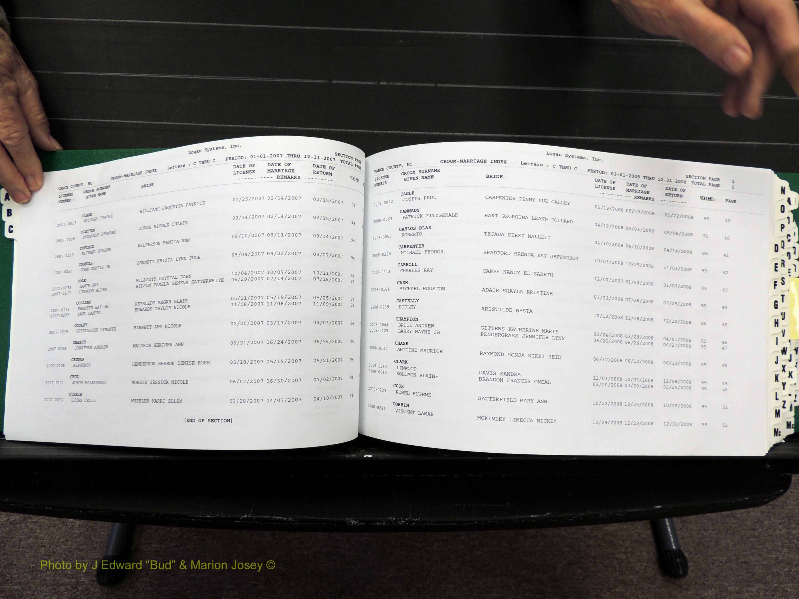 Vance Co, NC, Marriages, A-Z, 2005-2010 (121).JPG