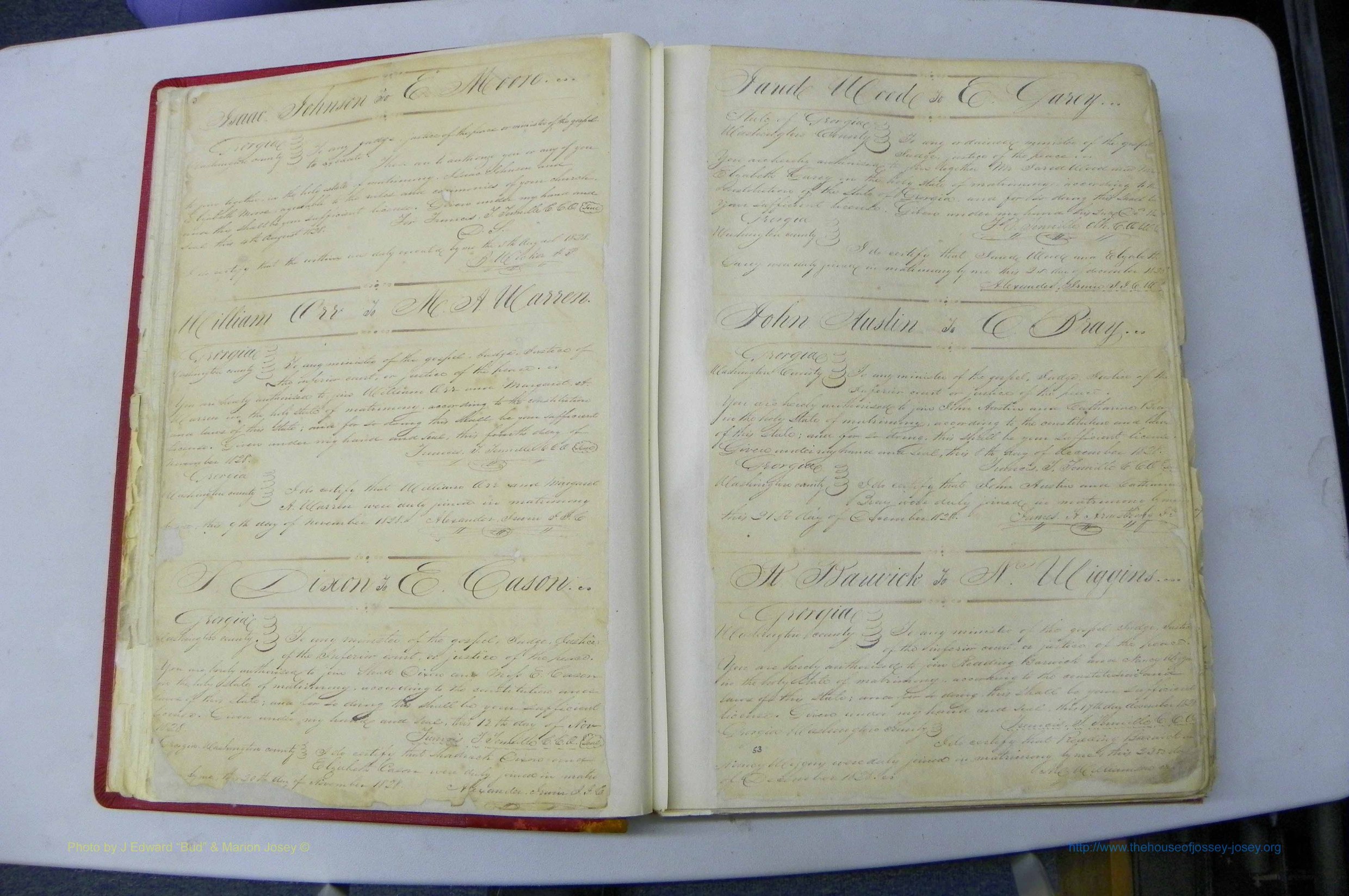 Was GA, Marriages Book A, 1828 - 1852, P 003-004.JPG
