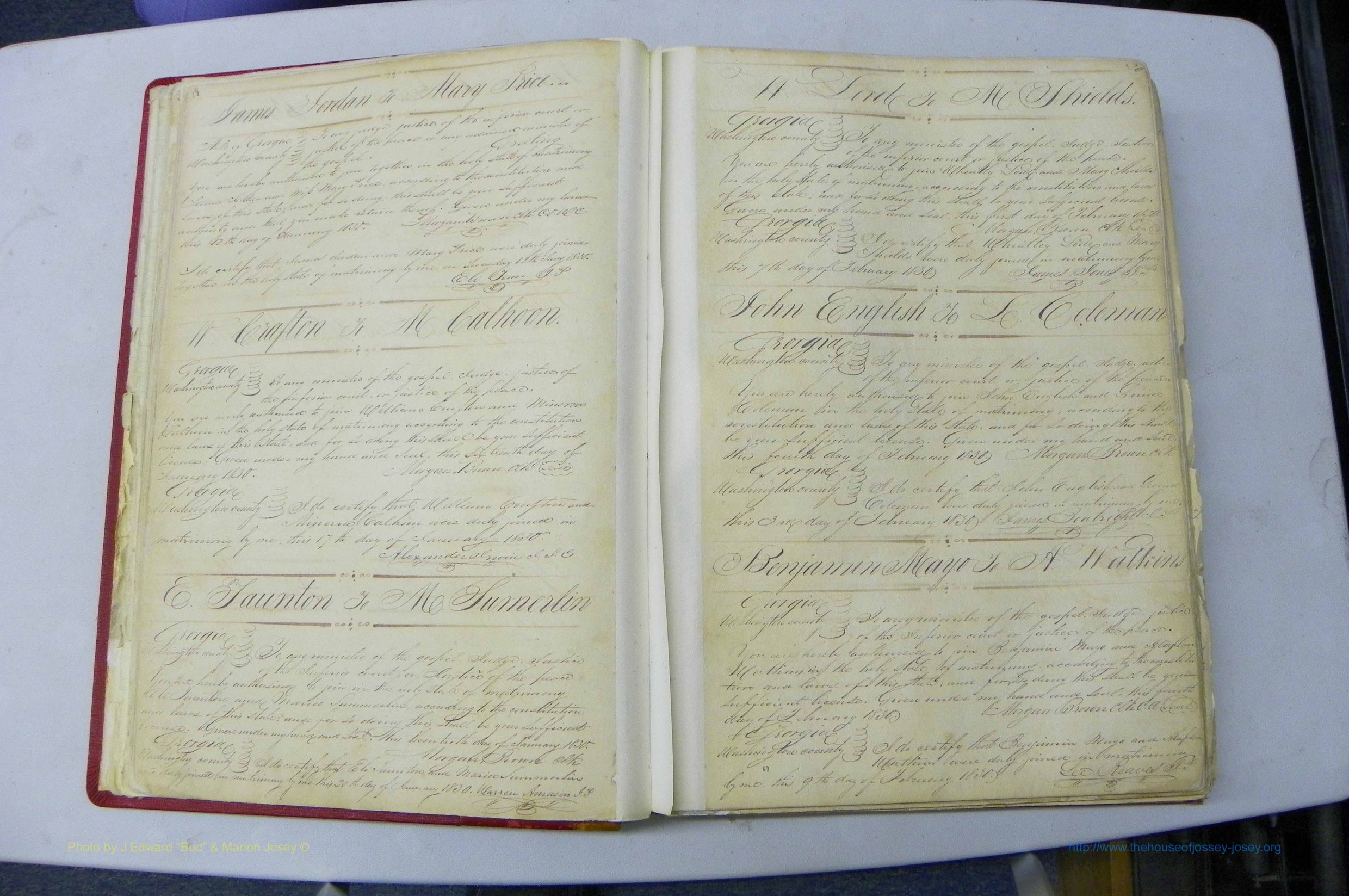 Was GA, Marriages Book A, 1828 - 1852, P 019-020.JPG