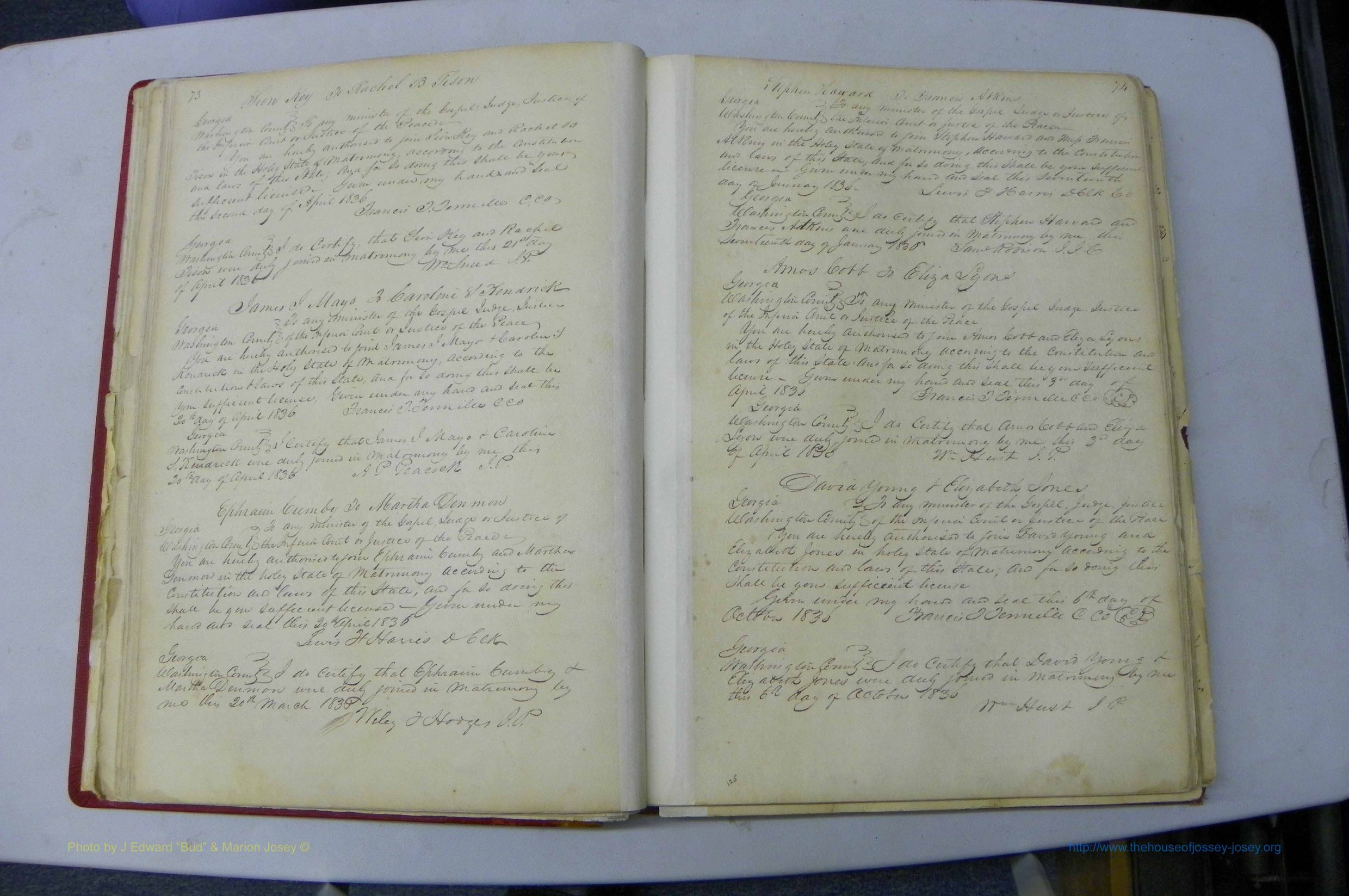 Was GA, Marriages Book A, 1828 - 1852, P 073-074.JPG