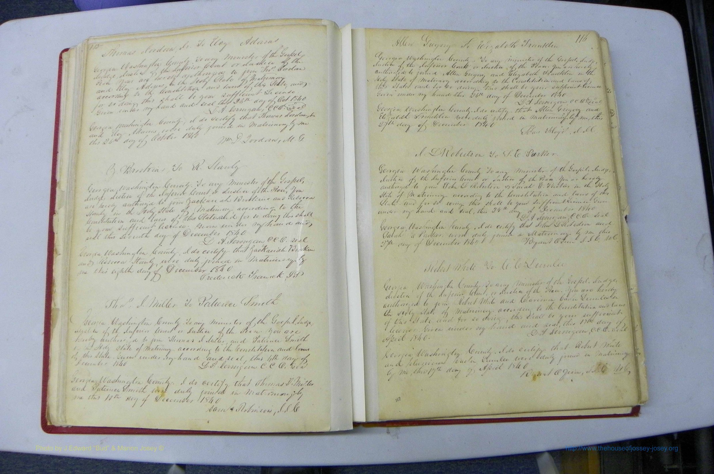Was GA, Marriages Book A, 1828 - 1852, P 115-116.JPG