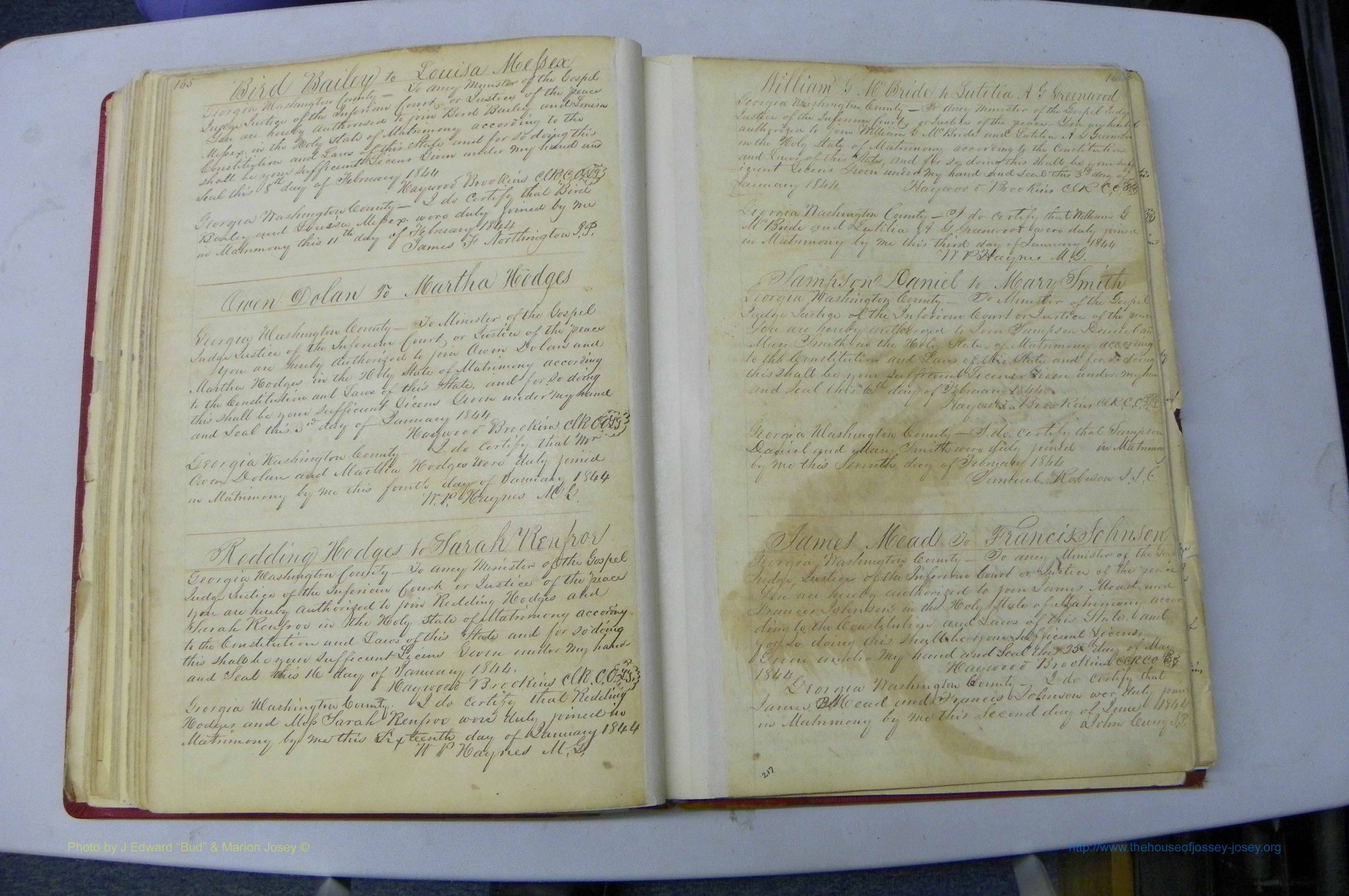 Was GA, Marriages Book A, 1828 - 1852, P 165-166.JPG