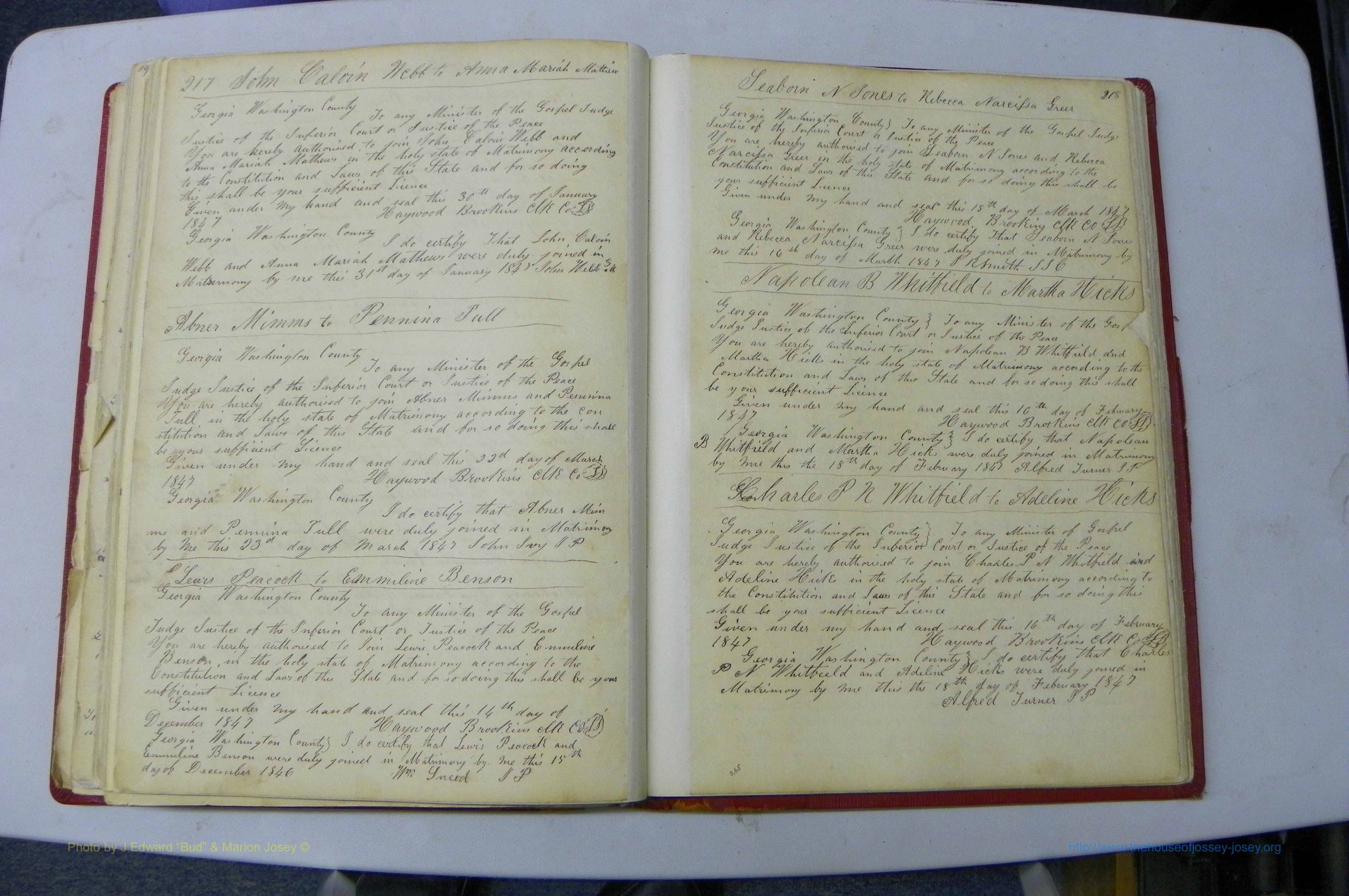Was GA, Marriages Book A, 1828 - 1852, P 217-218.JPG