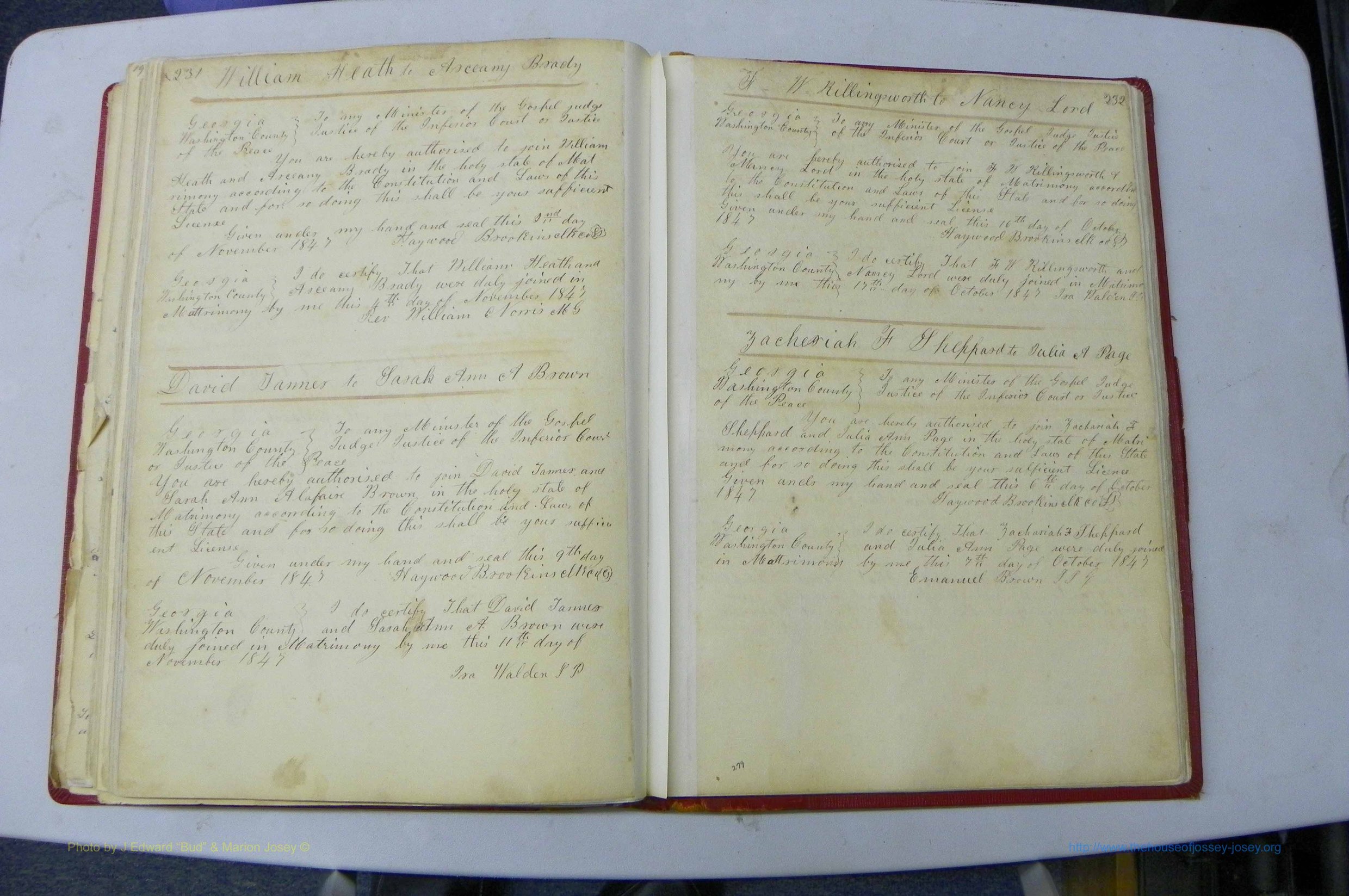 Was GA, Marriages Book A, 1828 - 1852, P 231-232.JPG