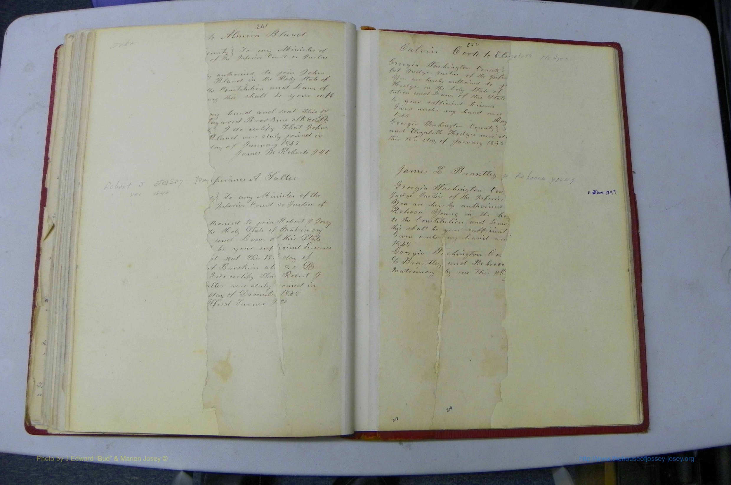 Was GA, Marriages Book A, 1828 - 1852, P 261-262.JPG