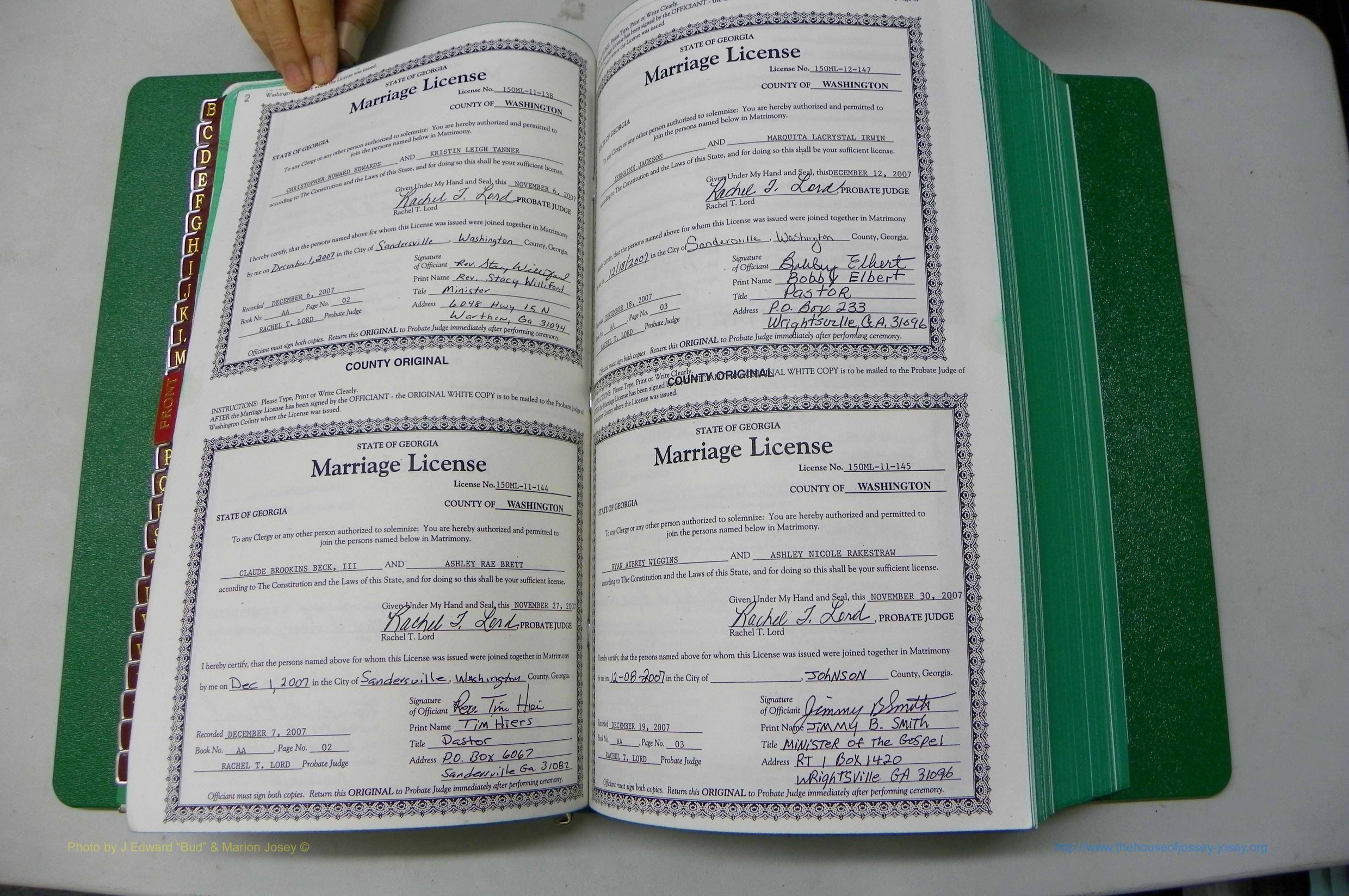 Was GA, Marriages Book AA, 2007 - 2009, P 002-003.JPG