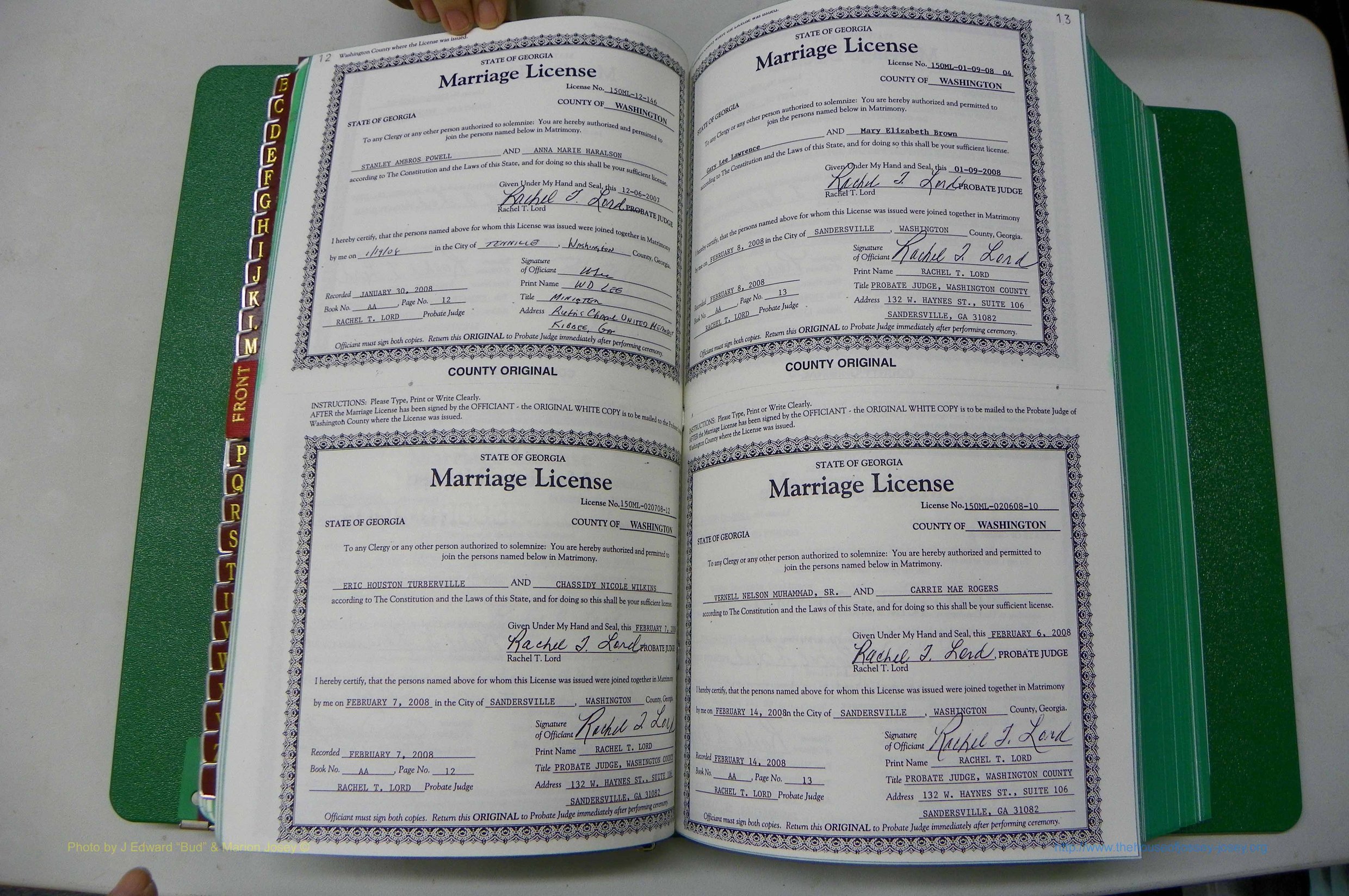 Was GA, Marriages Book AA, 2007 - 2009, P 012-013.JPG