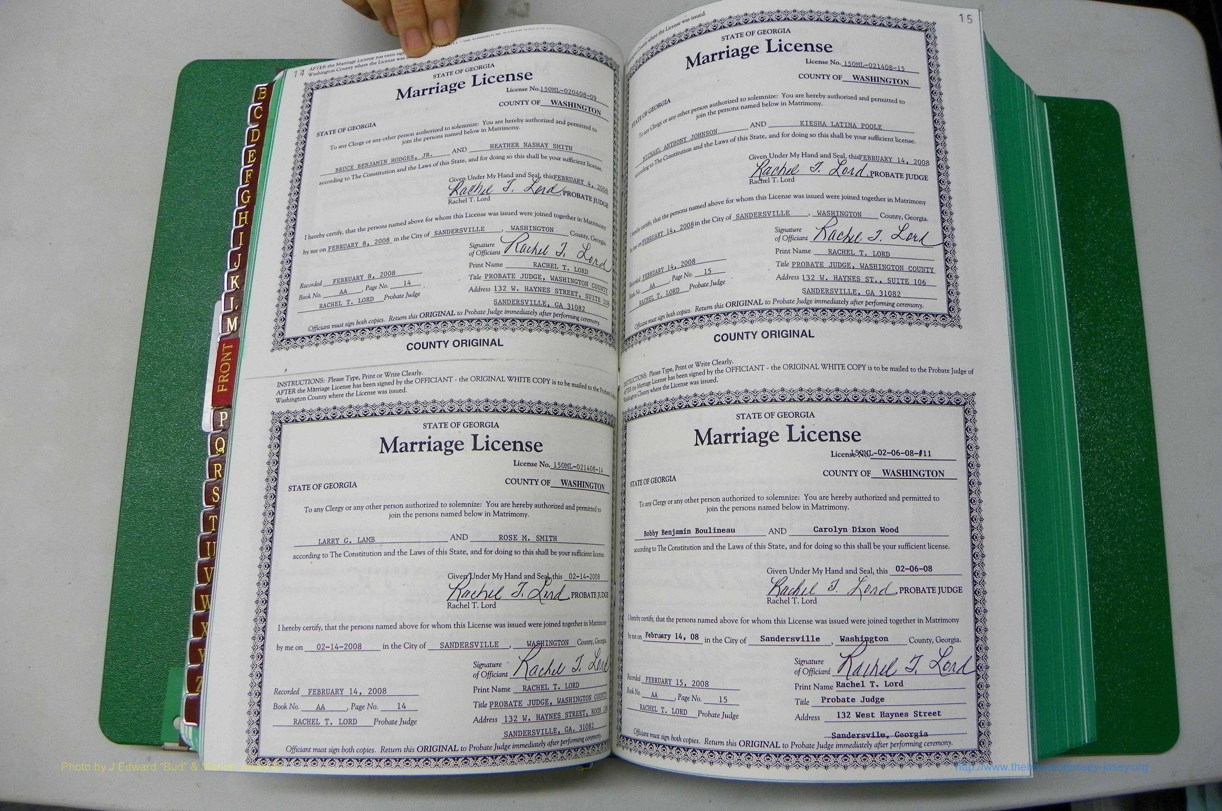 Was GA, Marriages Book AA, 2007 - 2009, P 014-015.JPG